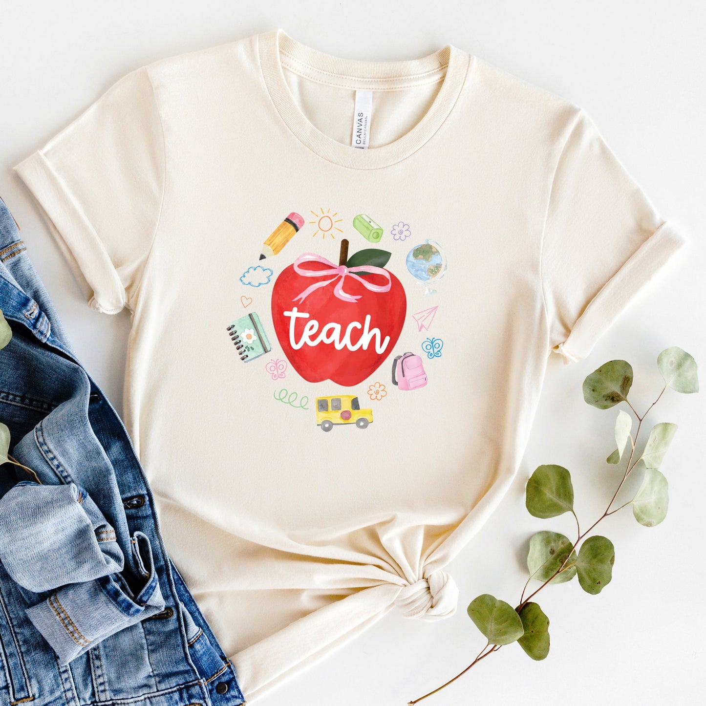 Teach Apple Watercolor - Short Sleeve Tee