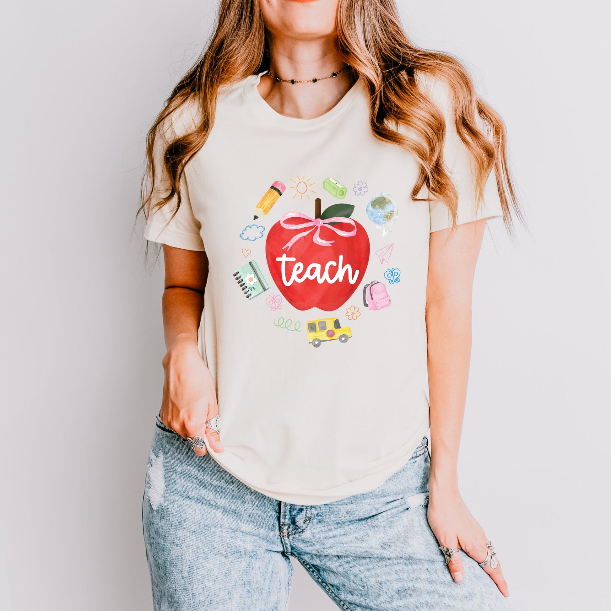 Teach Apple Watercolor - Short Sleeve Tee