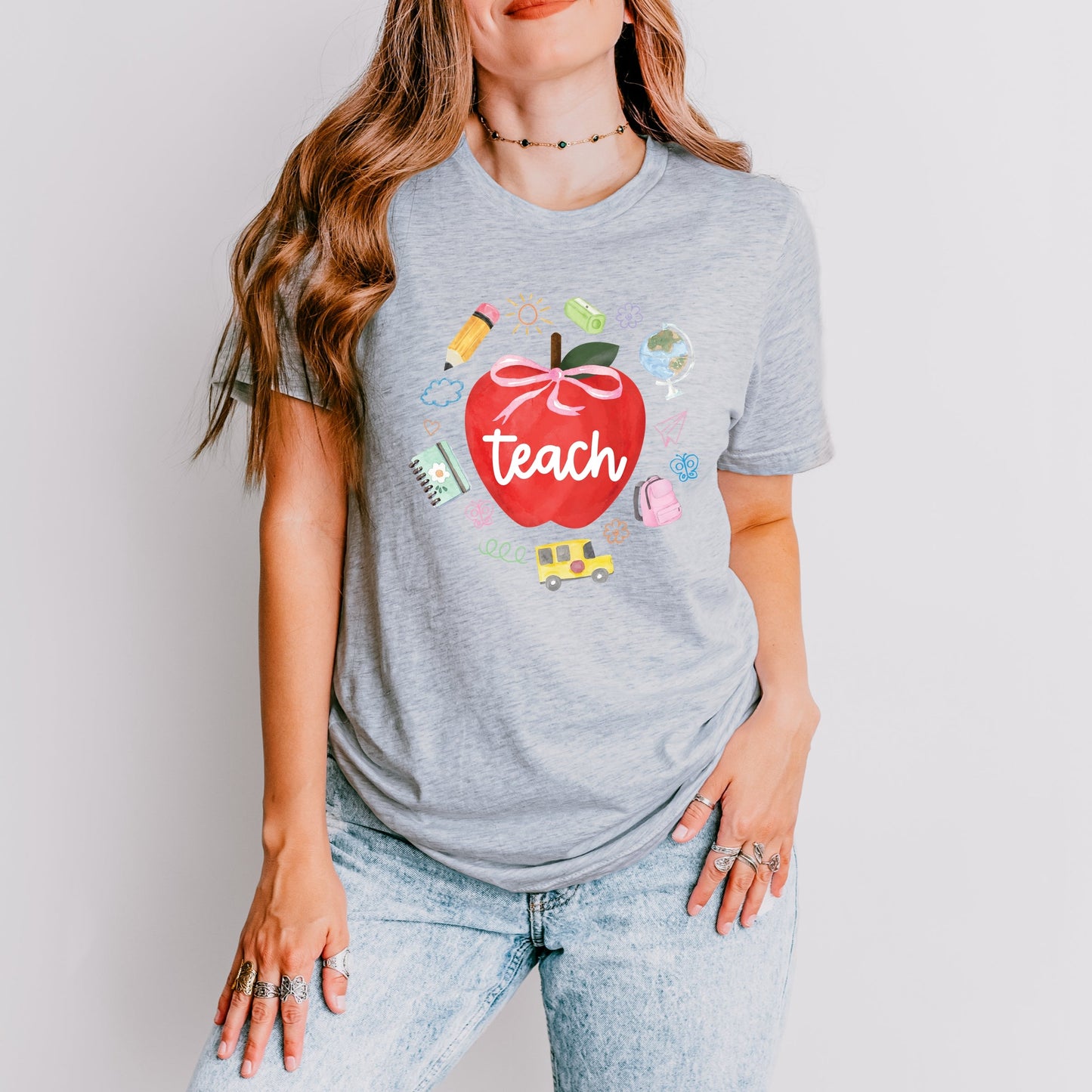 Teach Apple Watercolor - Short Sleeve Tee