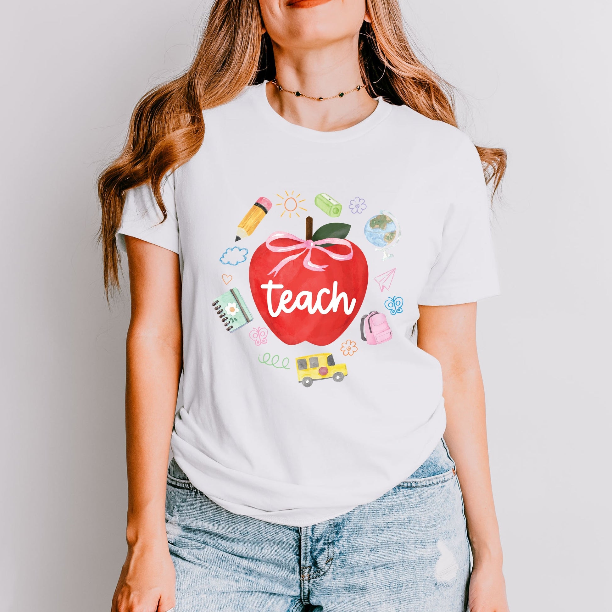 Teach Apple Watercolor - Short Sleeve Tee