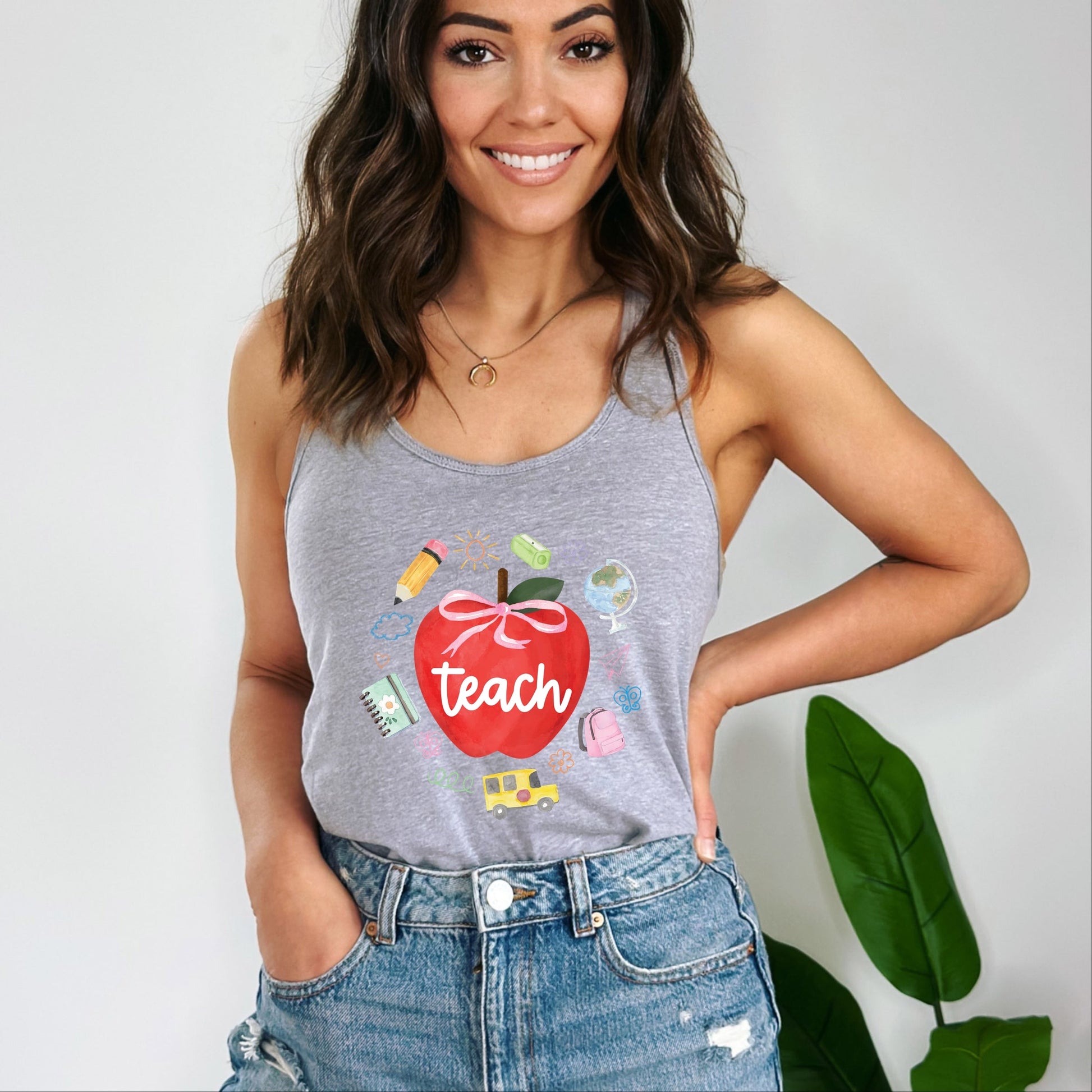 Teach Apple Watercolor - Racerback Tank