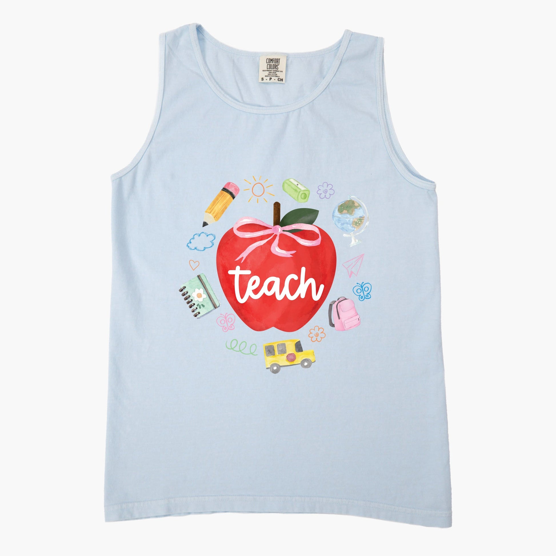 Teach Apple Watercolor - Garment Dyed Tank