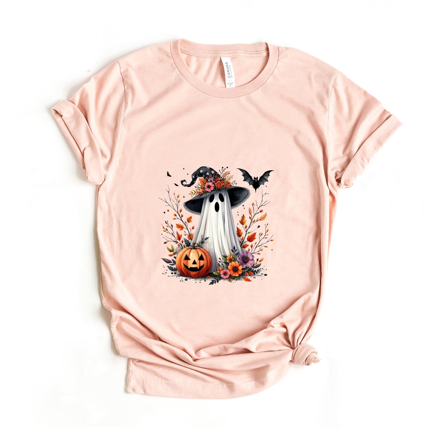 Spooky Ghost Black Hat - Women's Short Sleeve Graphic T-Shirt