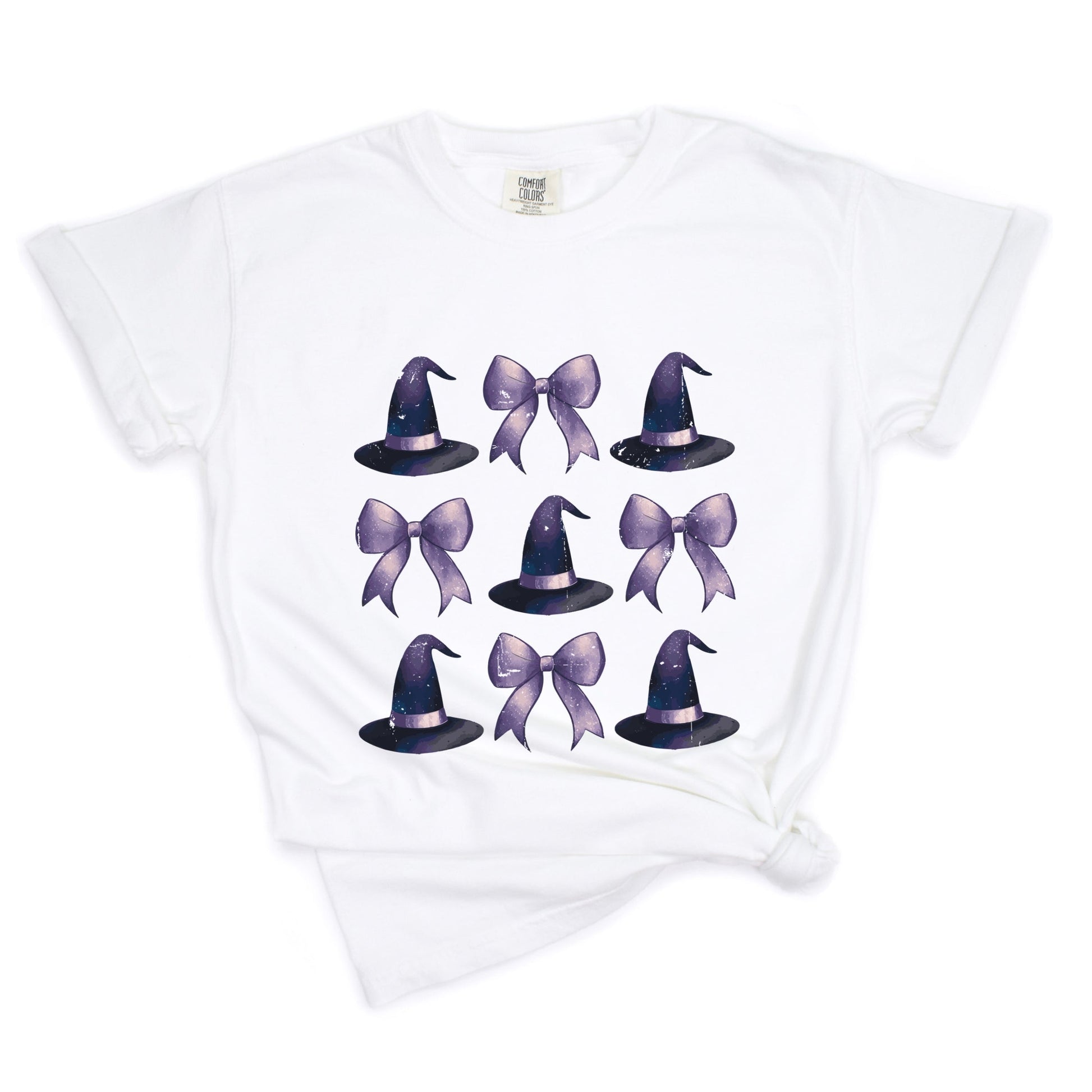 Coquette Witch Hat Collage - Women's Garment Dyed Graphic T-Shirt
