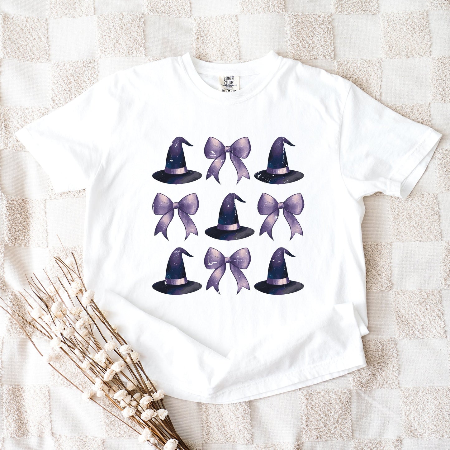 Coquette Witch Hat Collage - Women's Garment Dyed Graphic T-Shirt