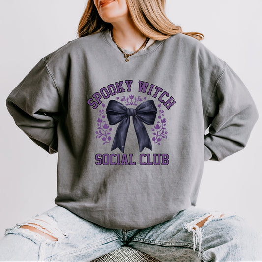 Coquette Spooky Witch Social Club - Women's Lightweight Garment Dyed Sweatshirt