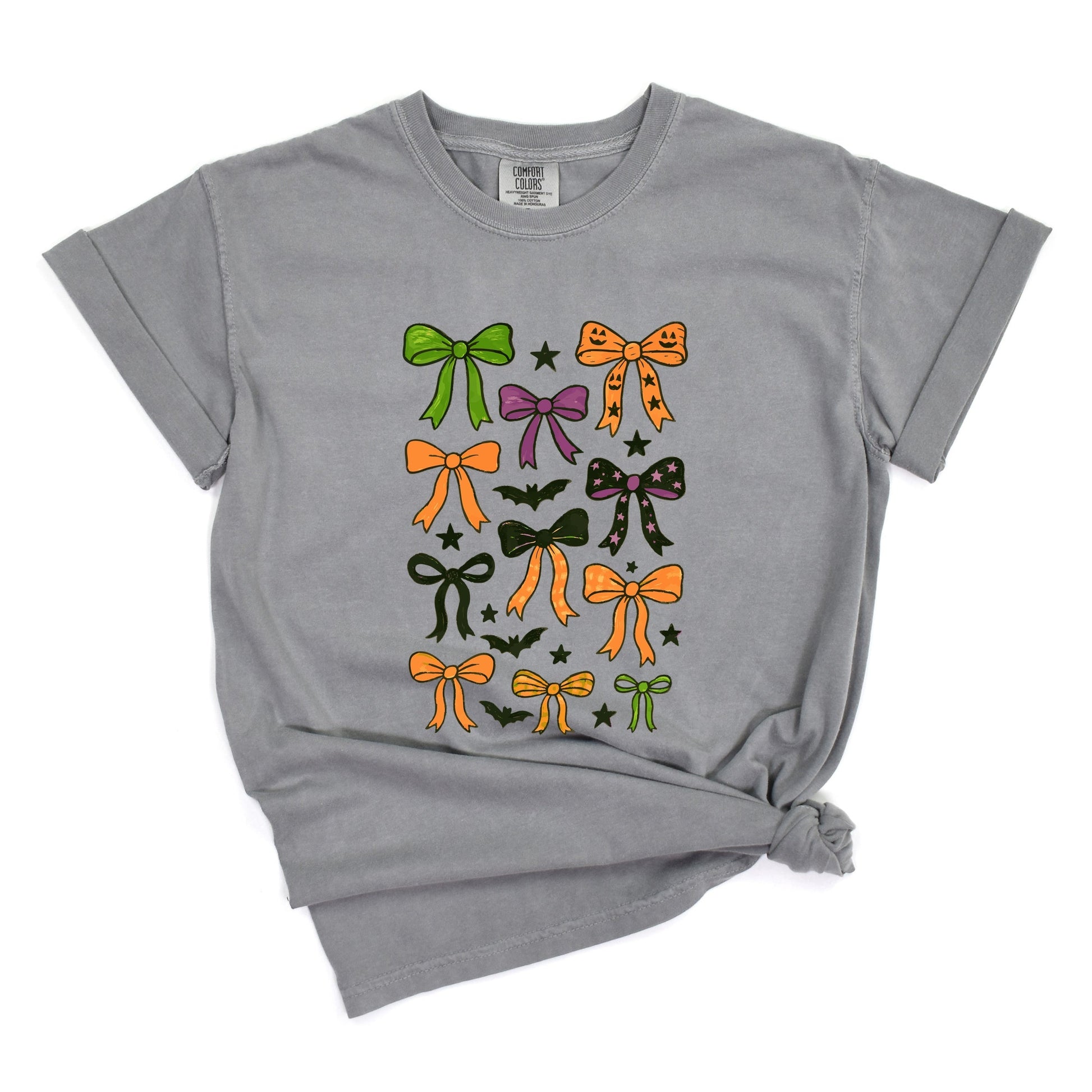 Coquette Colorful Halloween Bows - Women's Garment Dyed Graphic T-Shirt