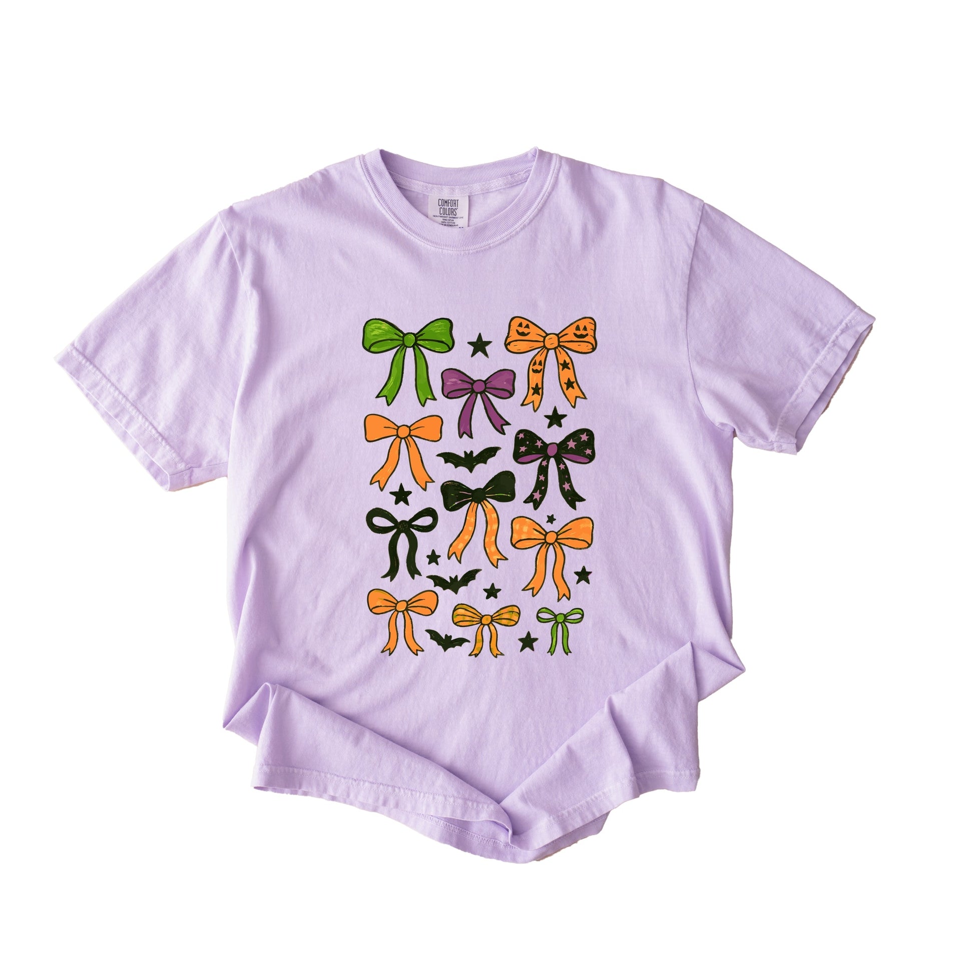 Coquette Colorful Halloween Bows - Women's Garment Dyed Graphic T-Shirt