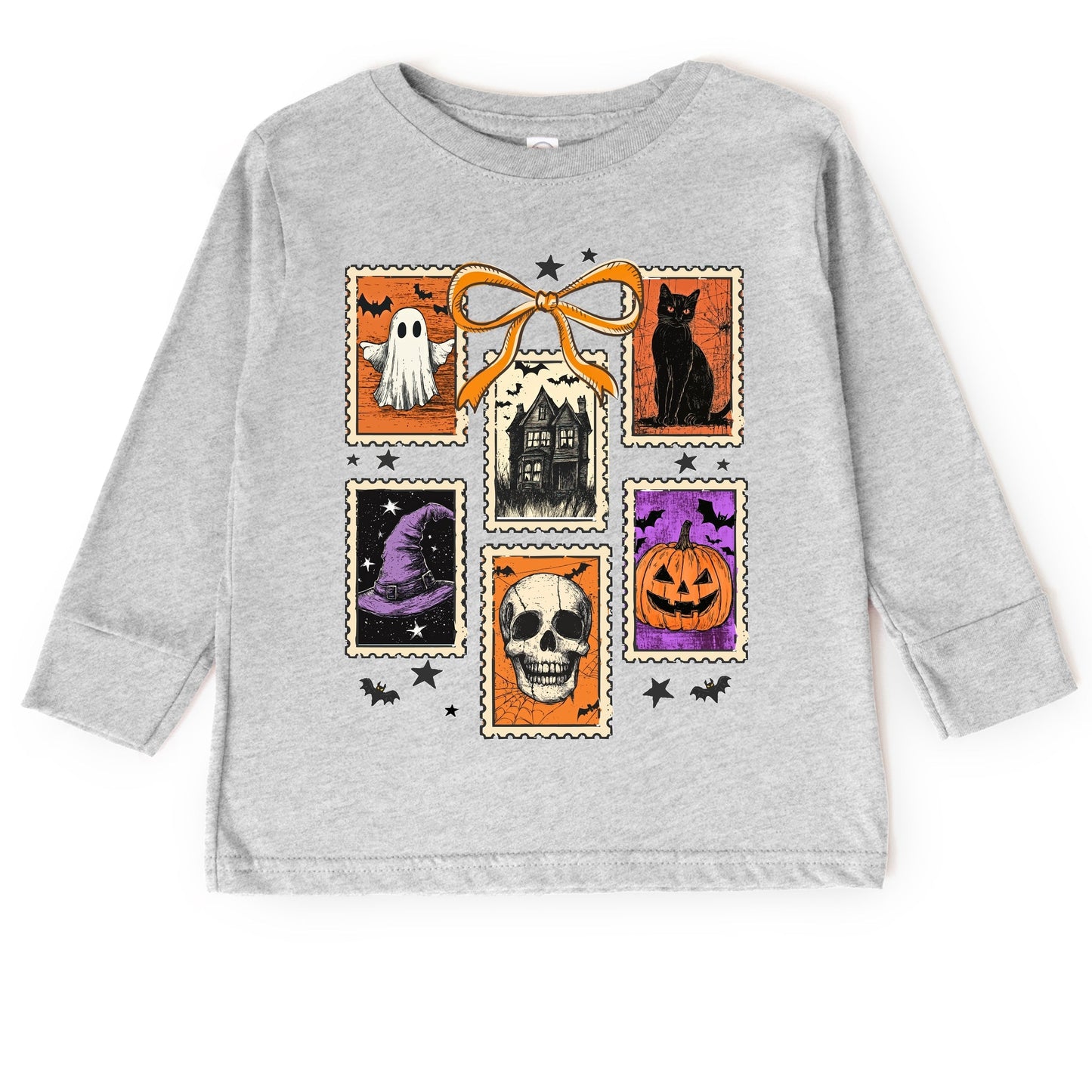 Coquette Halloween Stamps - Toddler Long Sleeve Graphic Tee and Youth Long Sleeve Graphic T-Shirt