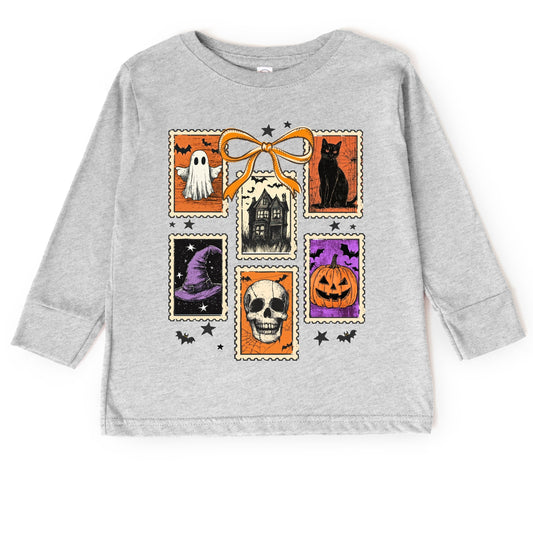 Coquette Halloween Stamps - Toddler Long Sleeve Graphic Tee and Youth Long Sleeve Graphic T-Shirt