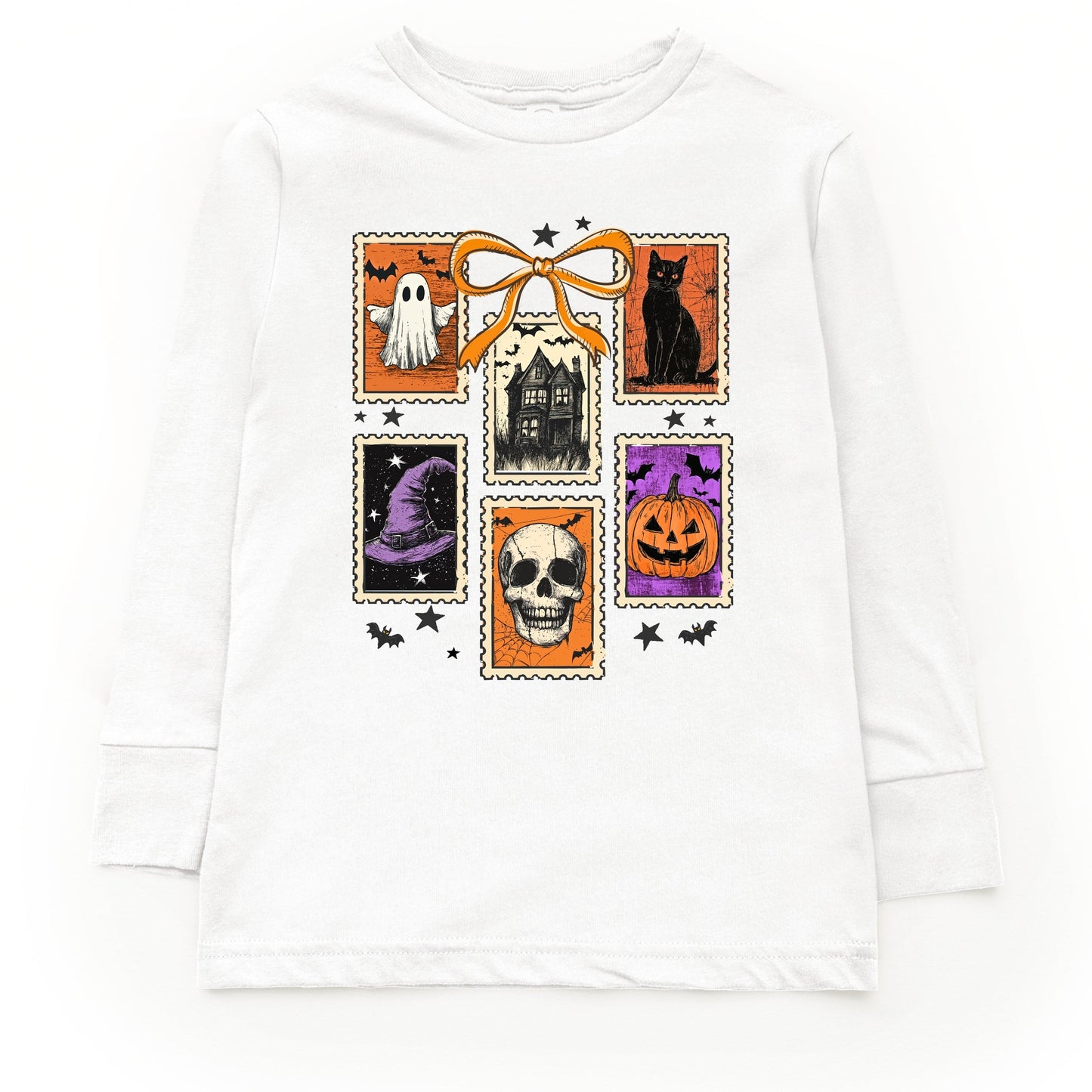 Coquette Halloween Stamps - Toddler Long Sleeve Graphic Tee and Youth Long Sleeve Graphic T-Shirt