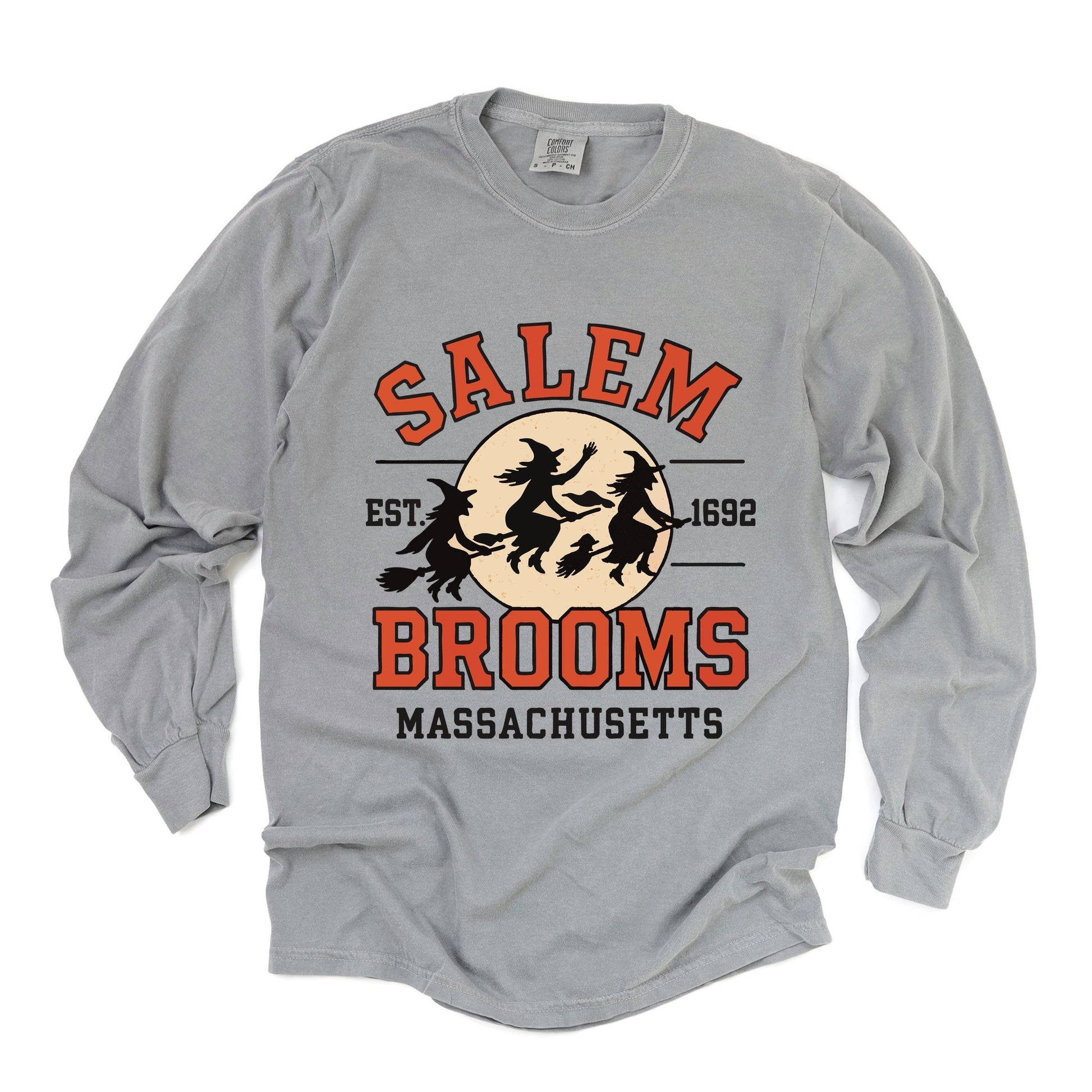 Salem Brooms Massachusetts - Women's Garment Dyed Long Sleeve Graphic T-Shirt