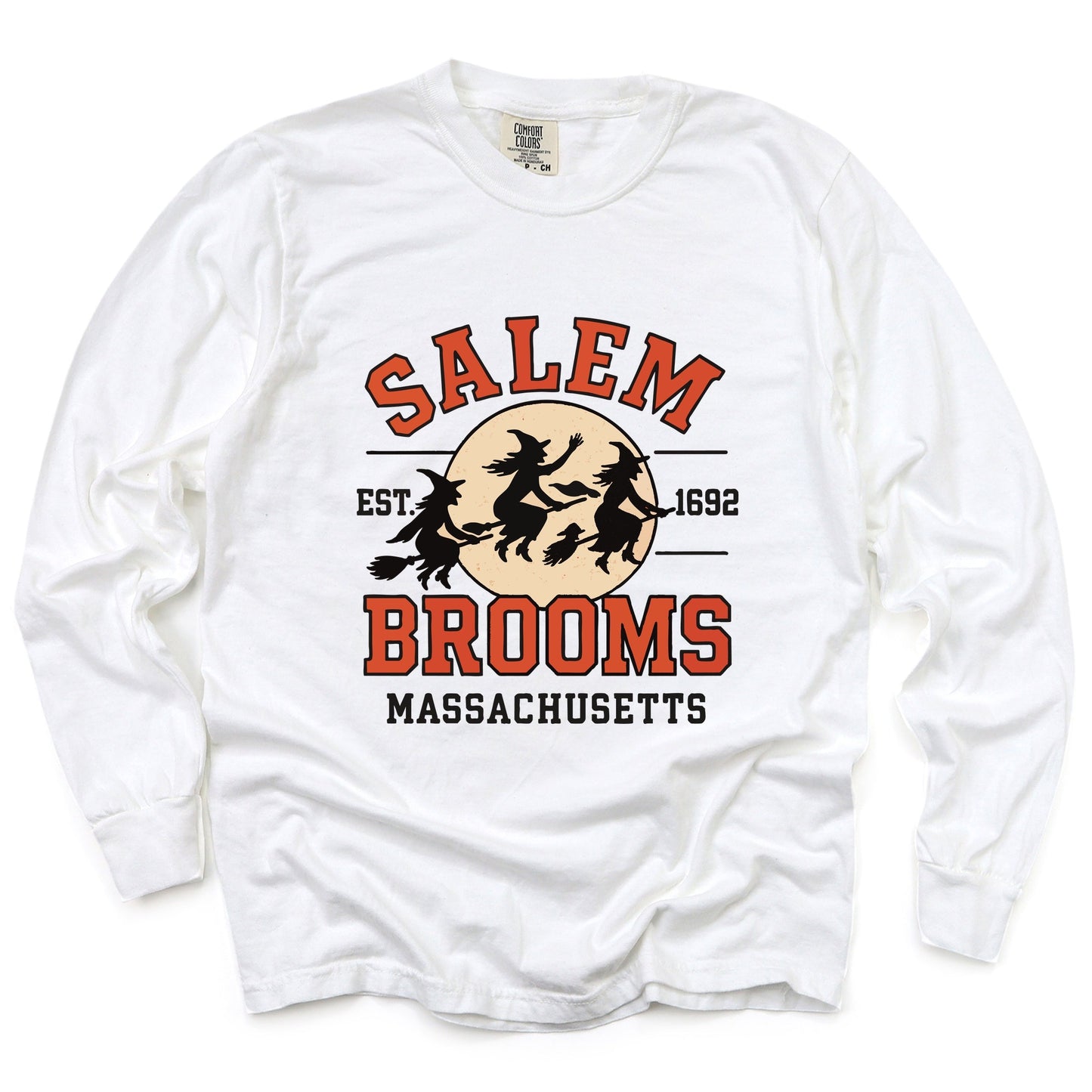 Salem Brooms Massachusetts - Women's Garment Dyed Long Sleeve Graphic T-Shirt