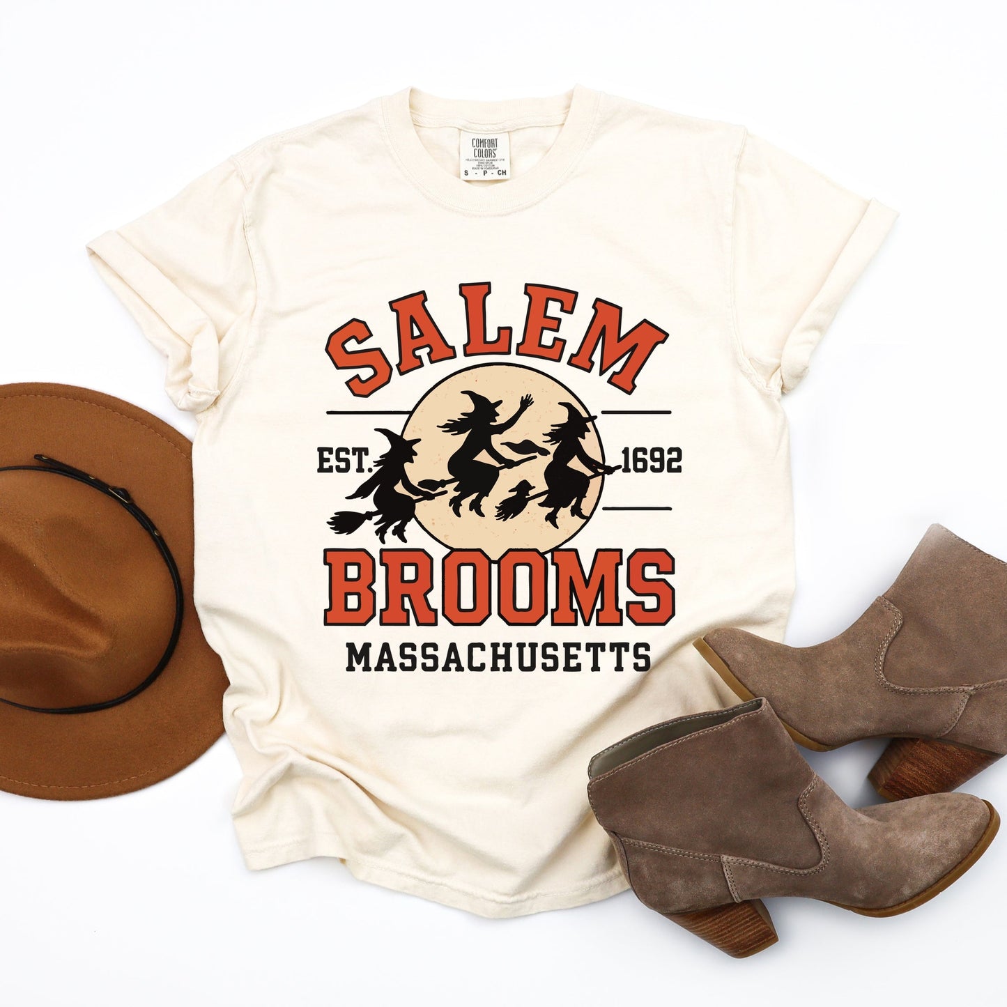 Salem Brooms Massachusetts - Women's Garment Dyed Graphic T-Shirt