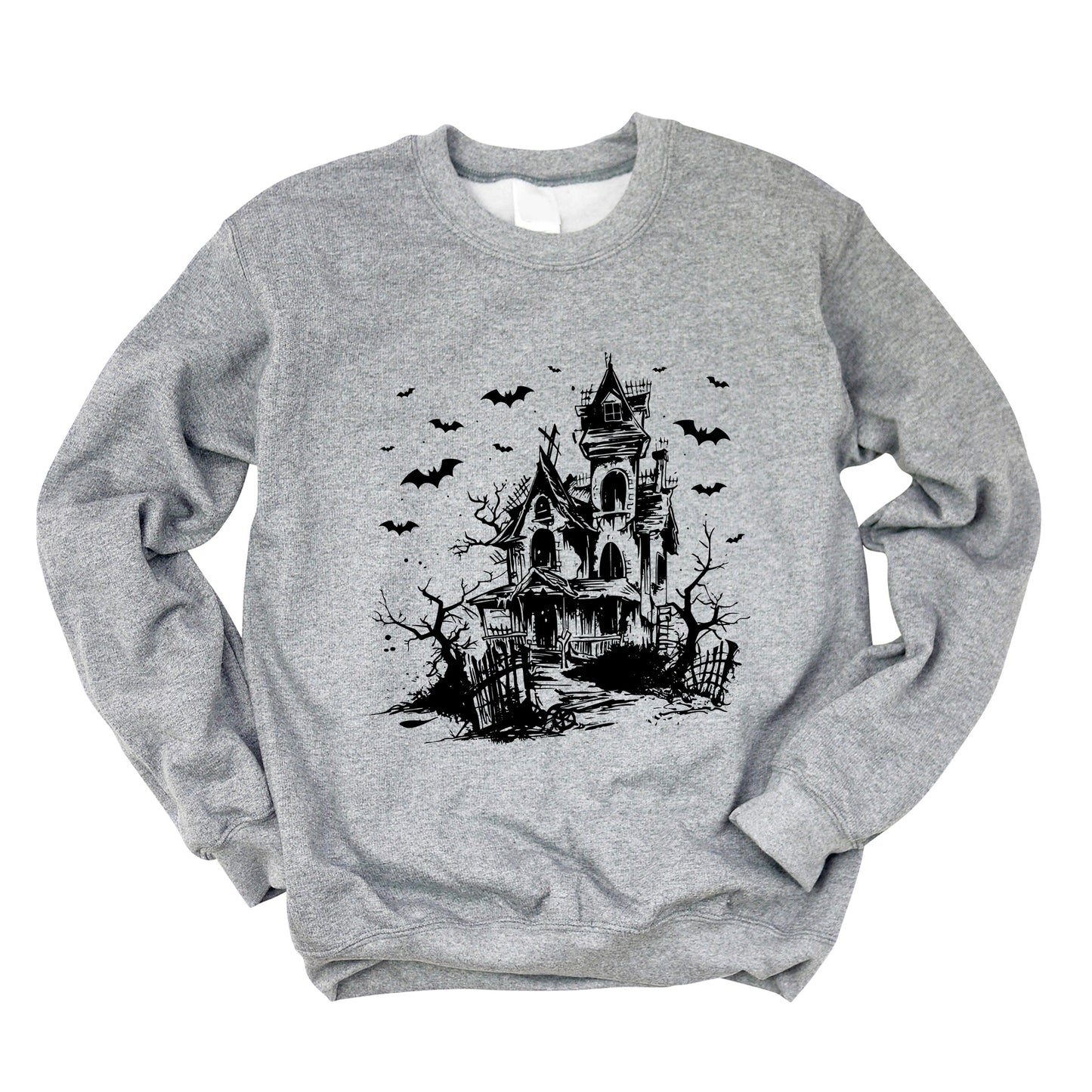 Haunted House And Bats - Women's Graphic Sweatshirt