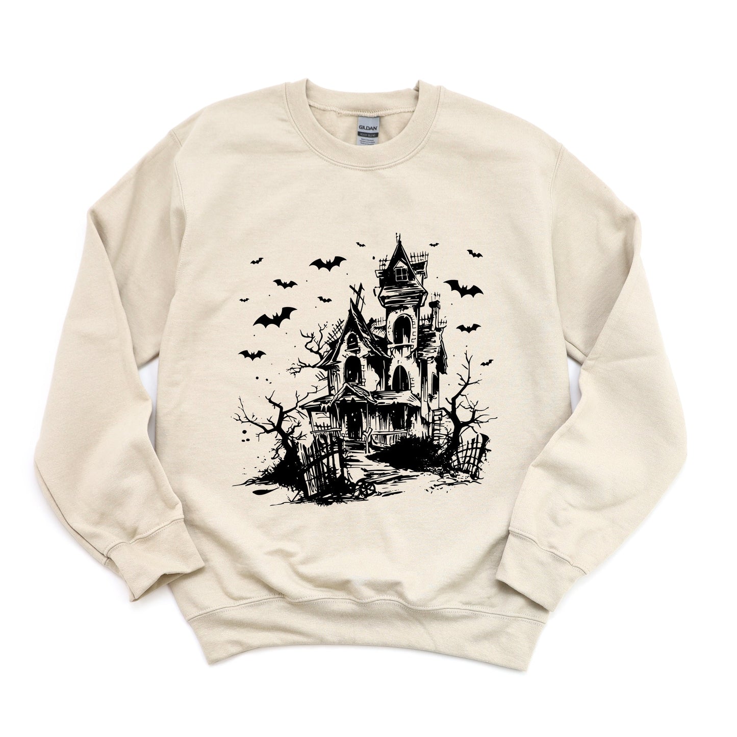 Haunted House And Bats - Women's Graphic Sweatshirt