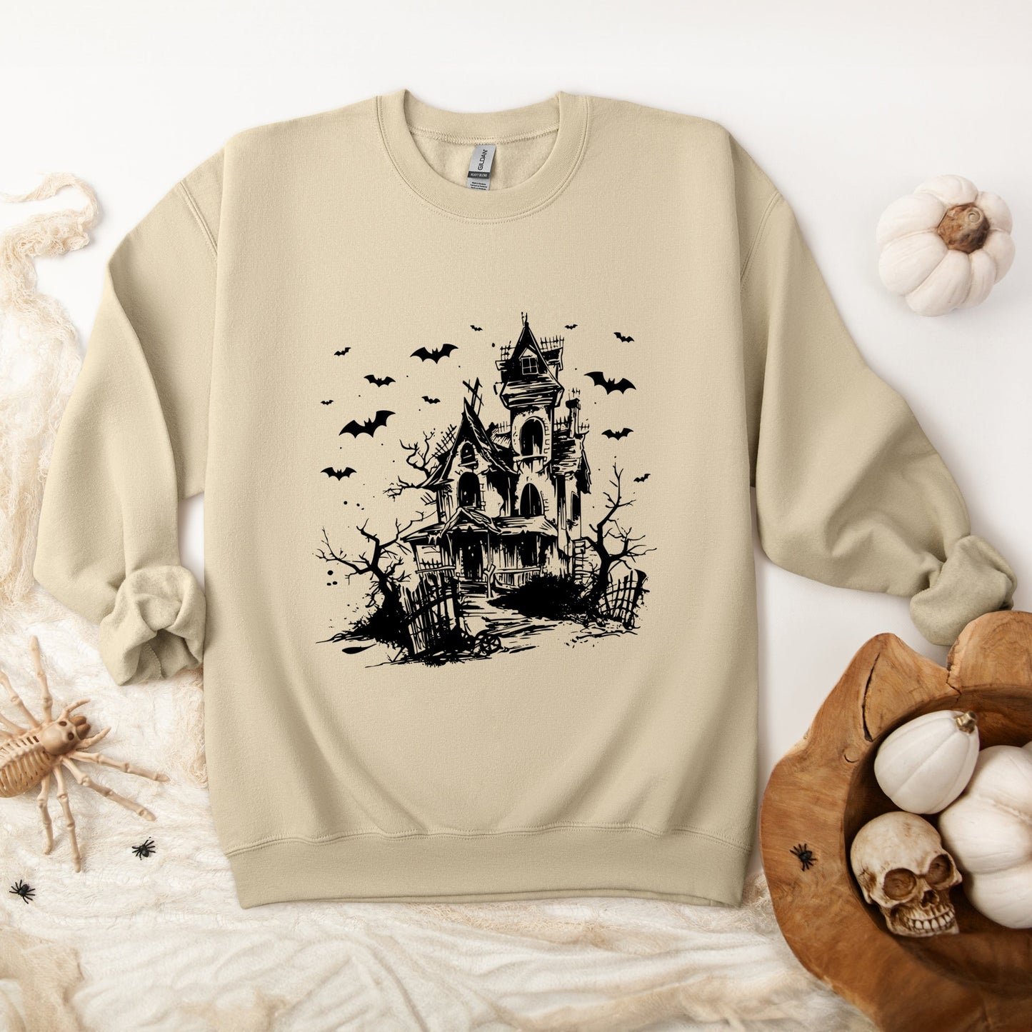 Haunted House And Bats - Women's Graphic Sweatshirt