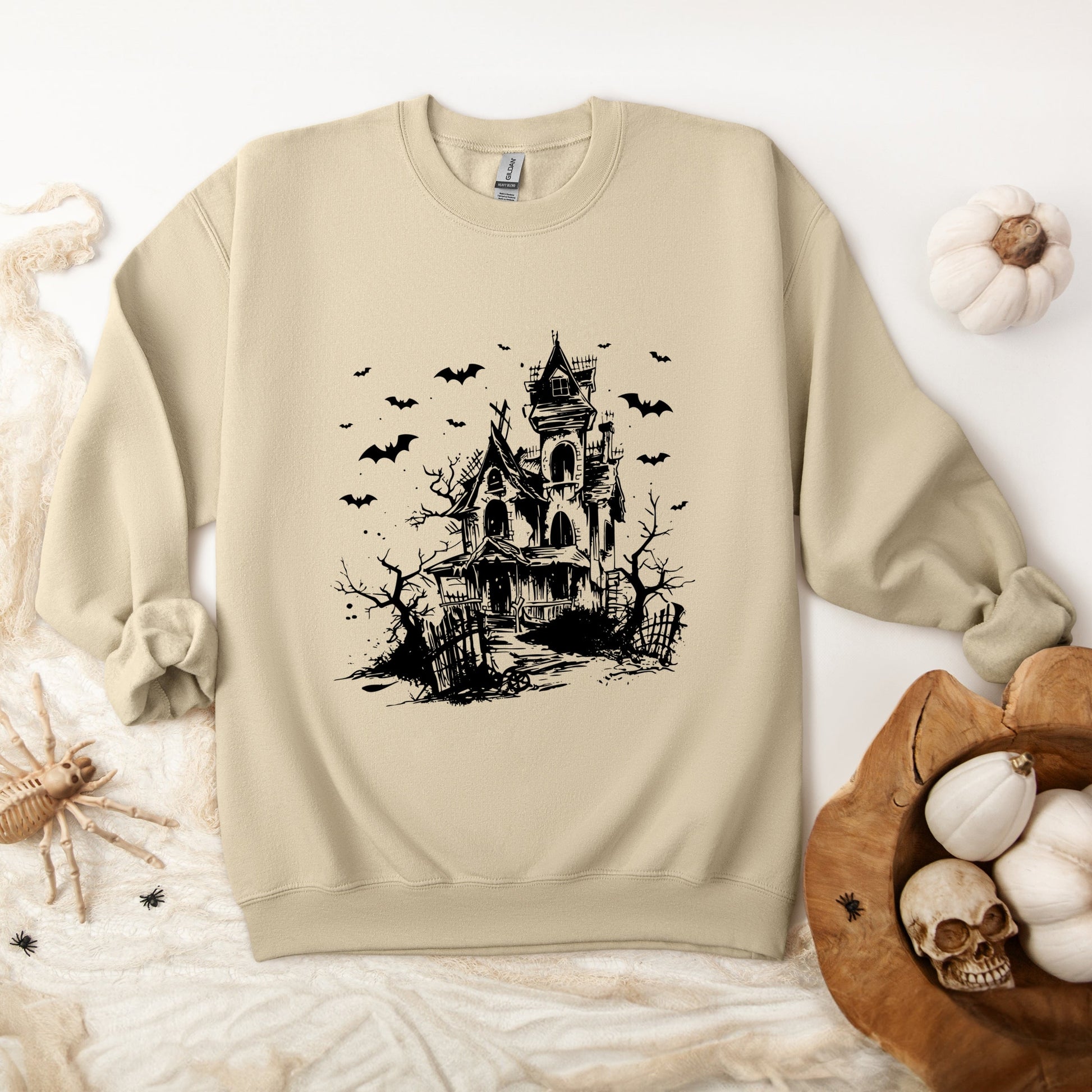 Haunted House And Bats - Women's Graphic Sweatshirt