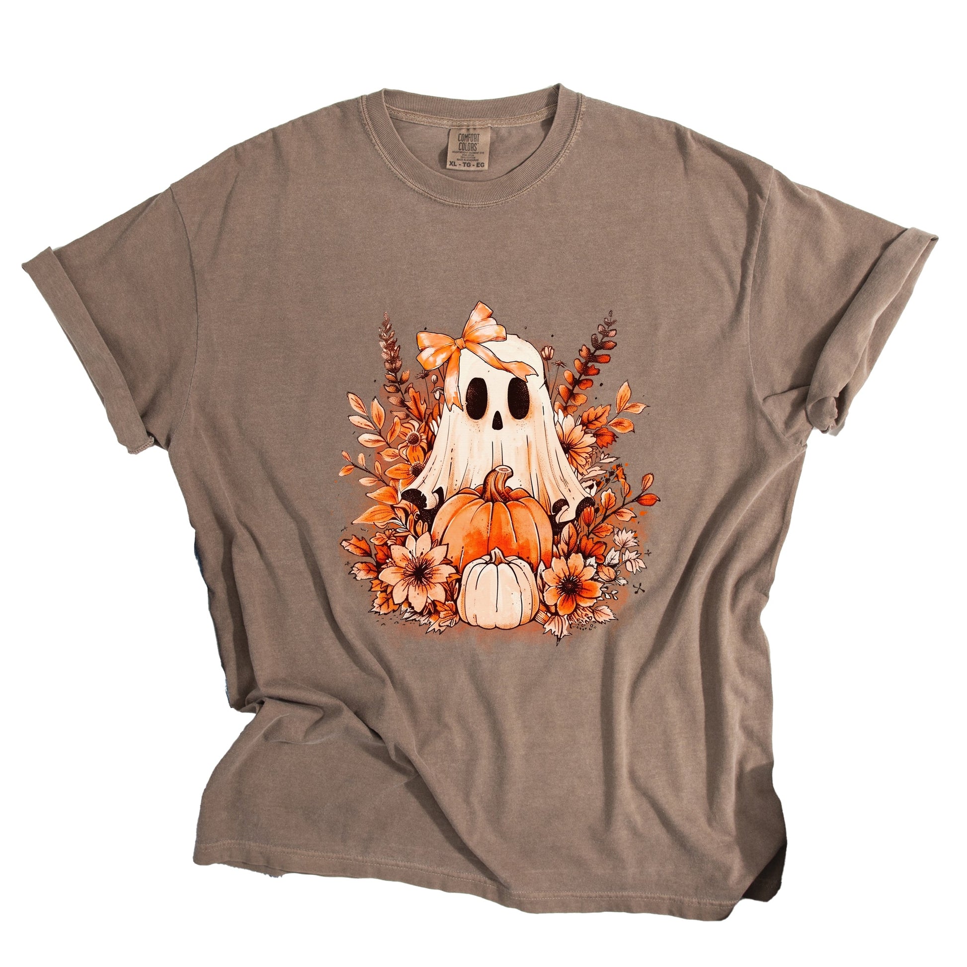 Girl Ghost Floral - Women's Garment Dyed Graphic T-Shirt