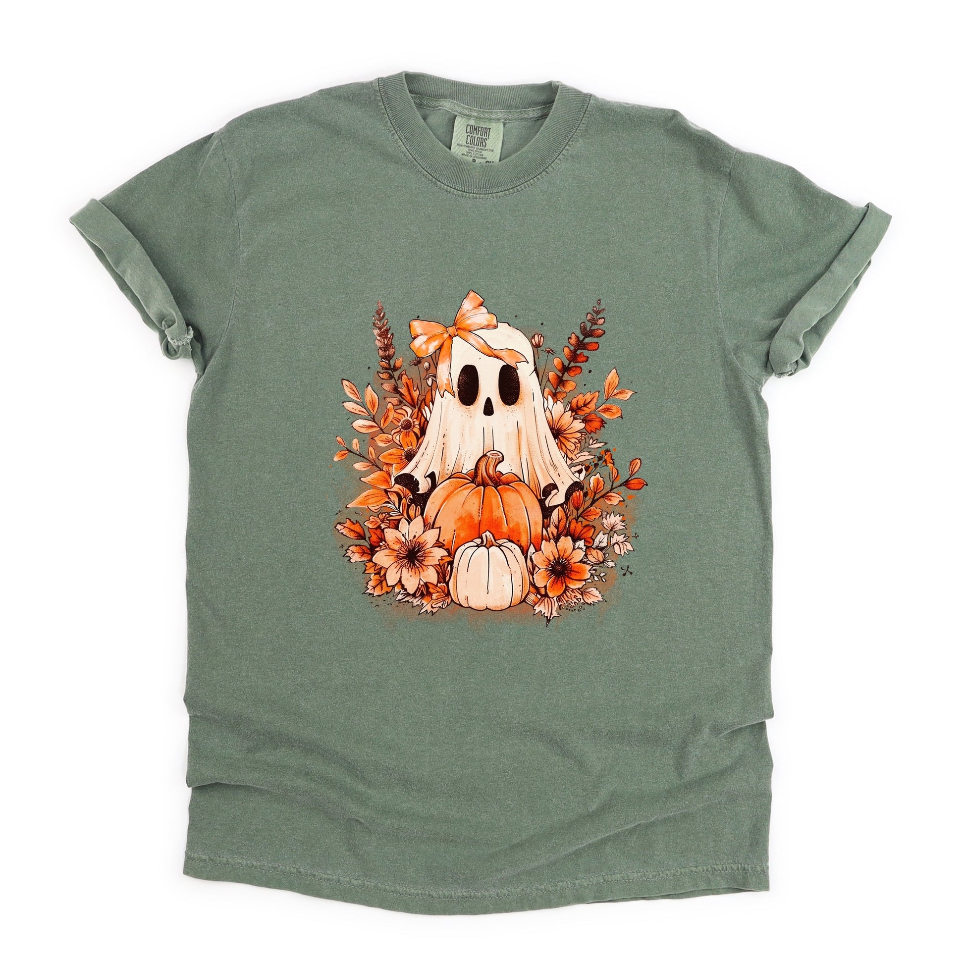 Girl Ghost Floral - Women's Garment Dyed Graphic T-Shirt