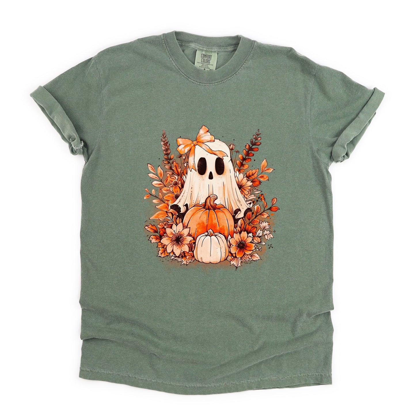 Girl Ghost Floral - Women's Garment Dyed Graphic T-Shirt