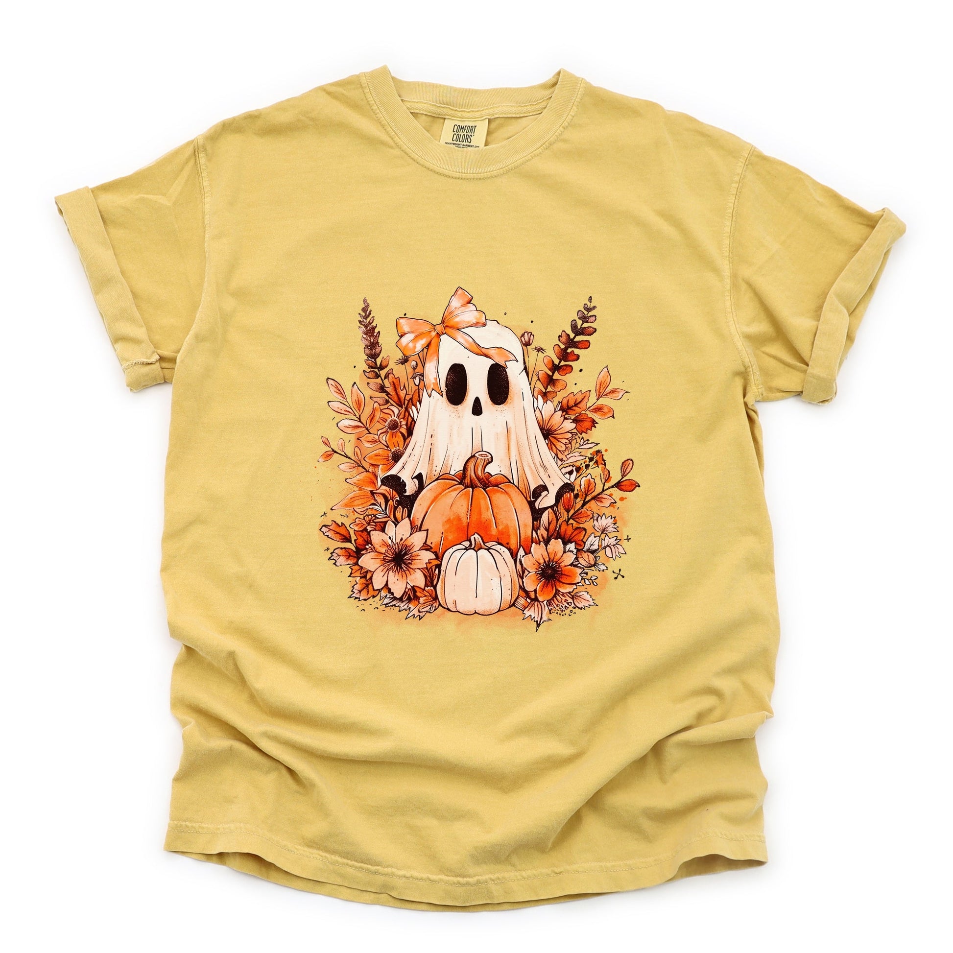 Girl Ghost Floral - Women's Garment Dyed Graphic T-Shirt