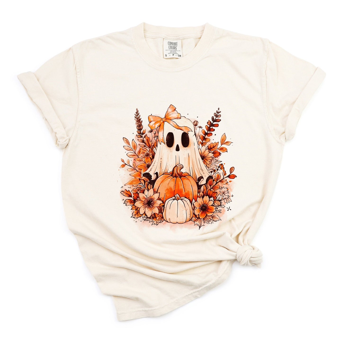 Girl Ghost Floral - Women's Garment Dyed Graphic T-Shirt