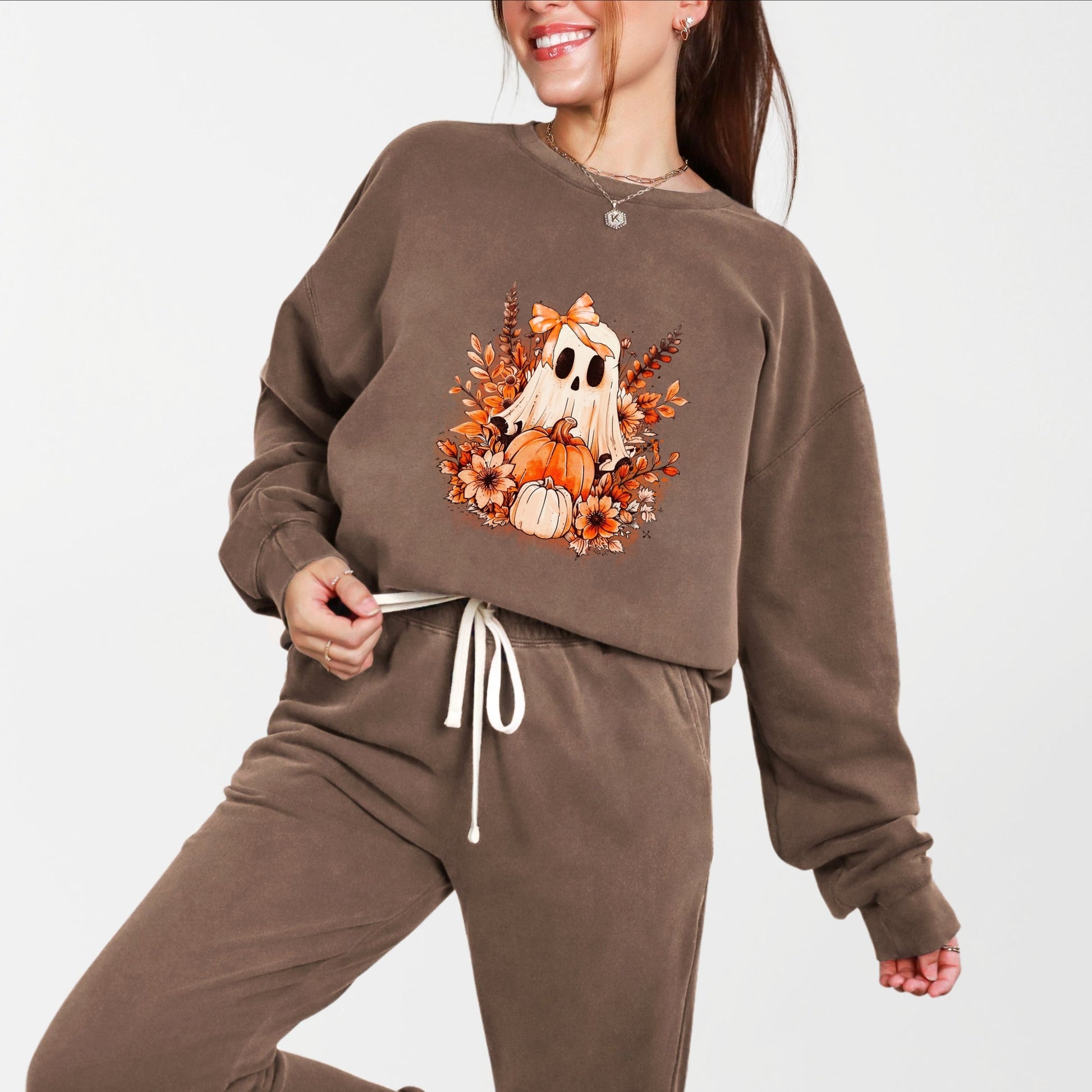 Girl Ghost Floral - Women's Lightweight Garment Dyed Sweatshirt