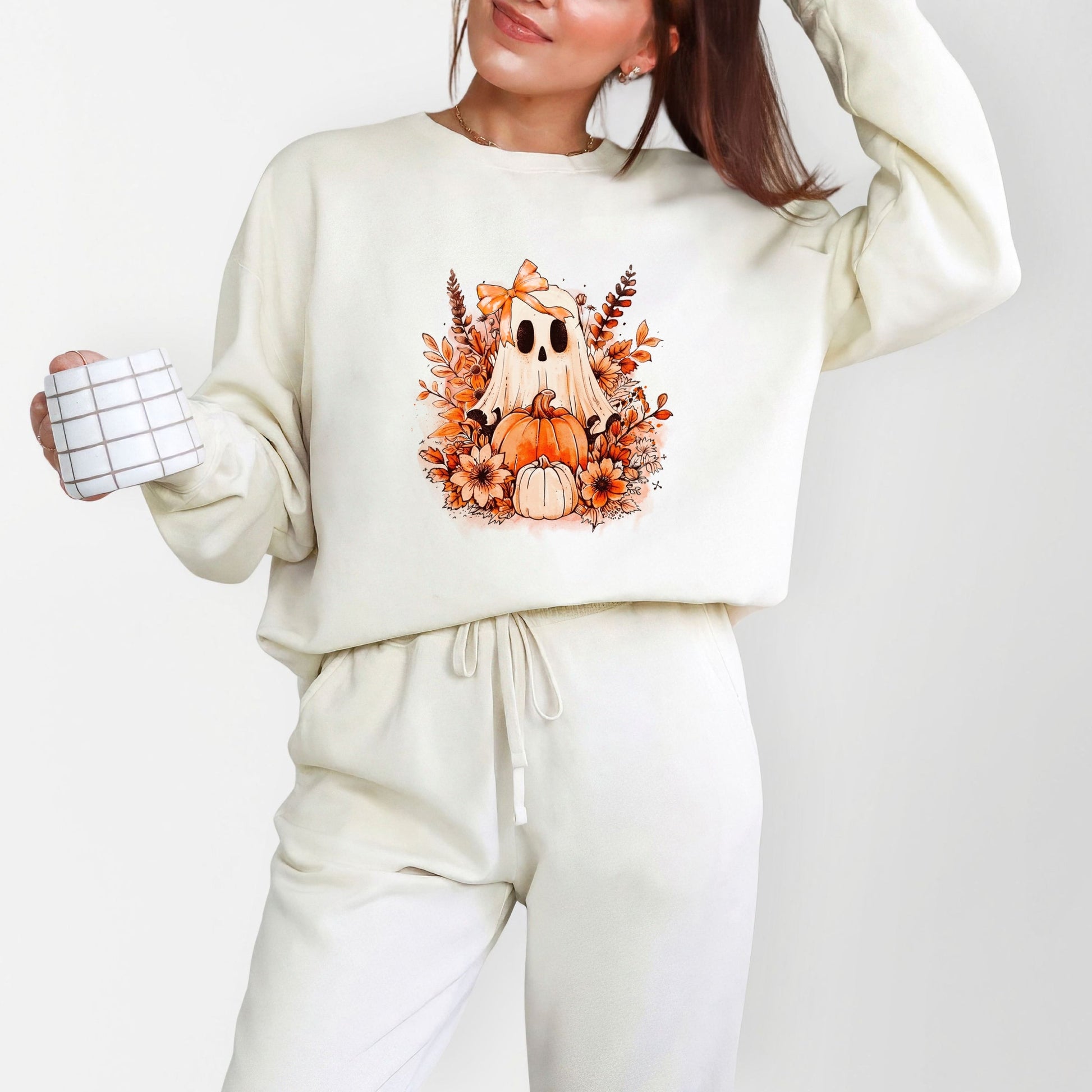 Girl Ghost Floral - Women's Lightweight Garment Dyed Sweatshirt