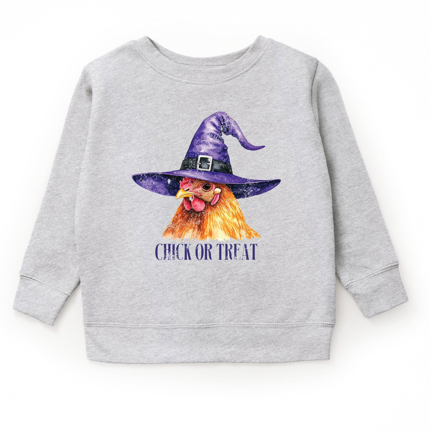 Chick Or Treat Watercolor Distressed - Toddler Graphic Sweatshirt and Youth Graphic Sweatshirt