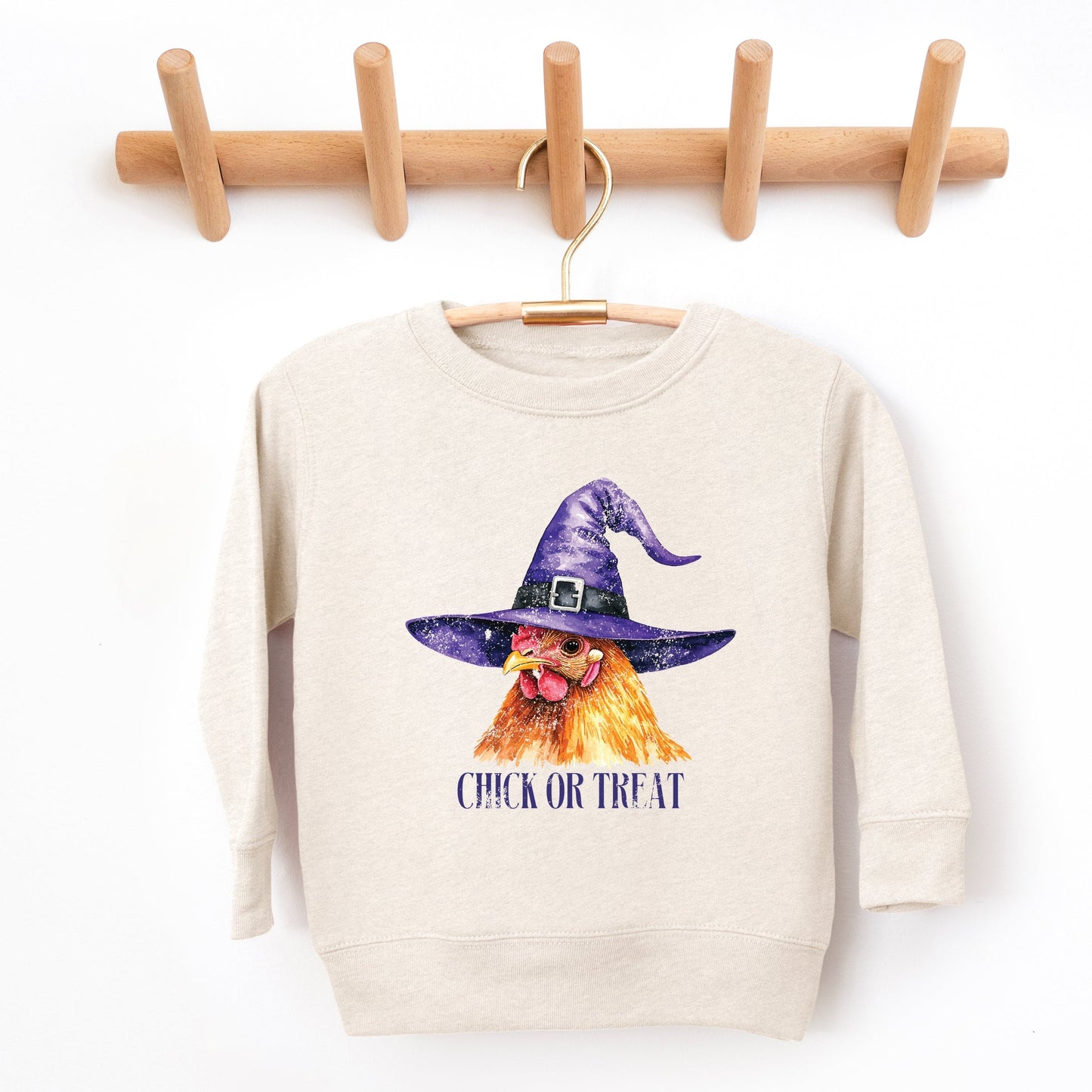 Chick Or Treat Watercolor Distressed - Toddler Graphic Sweatshirt and Youth Graphic Sweatshirt