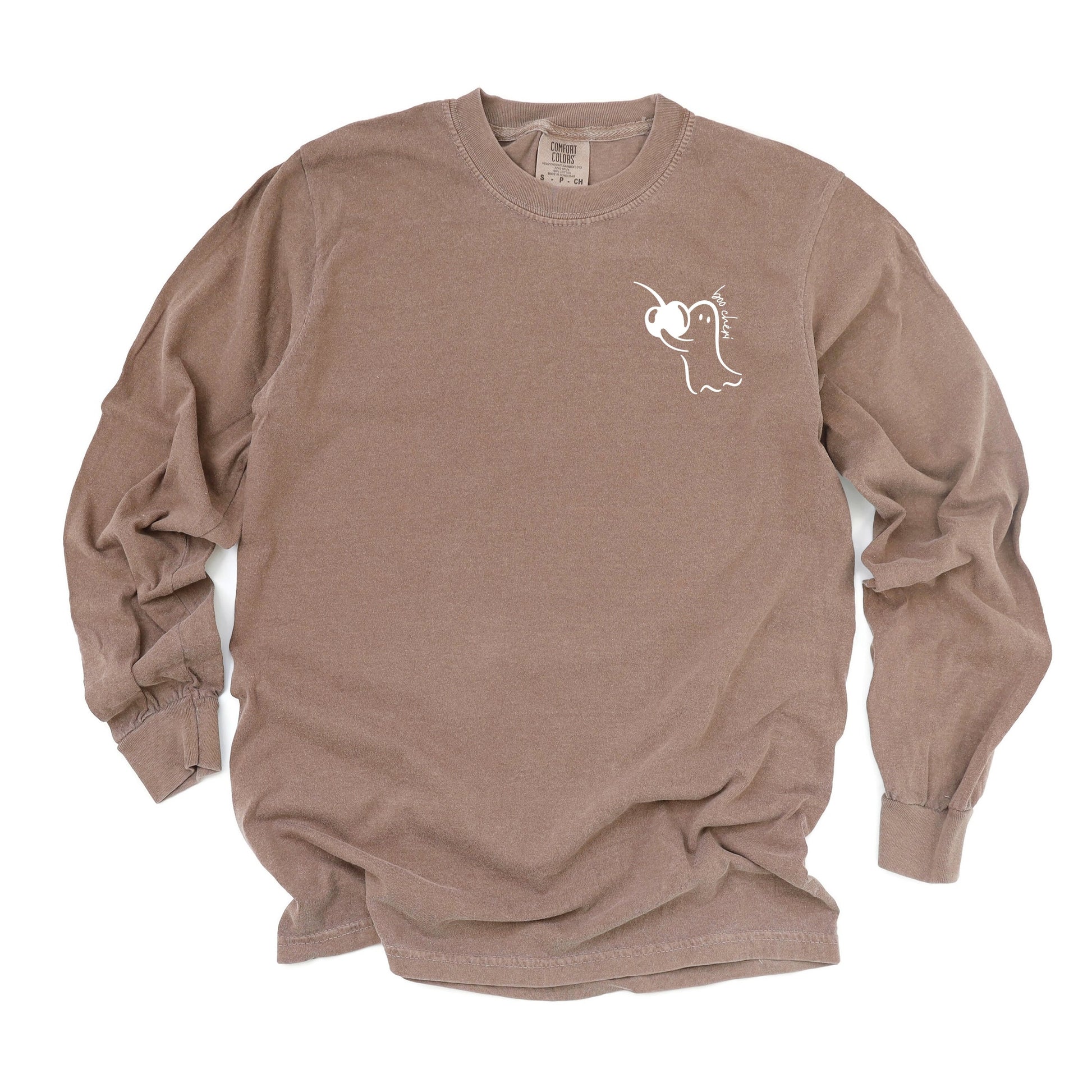 Boo Cheri Ghost - Women's Garment Dyed Long Sleeve Graphic T-Shirt