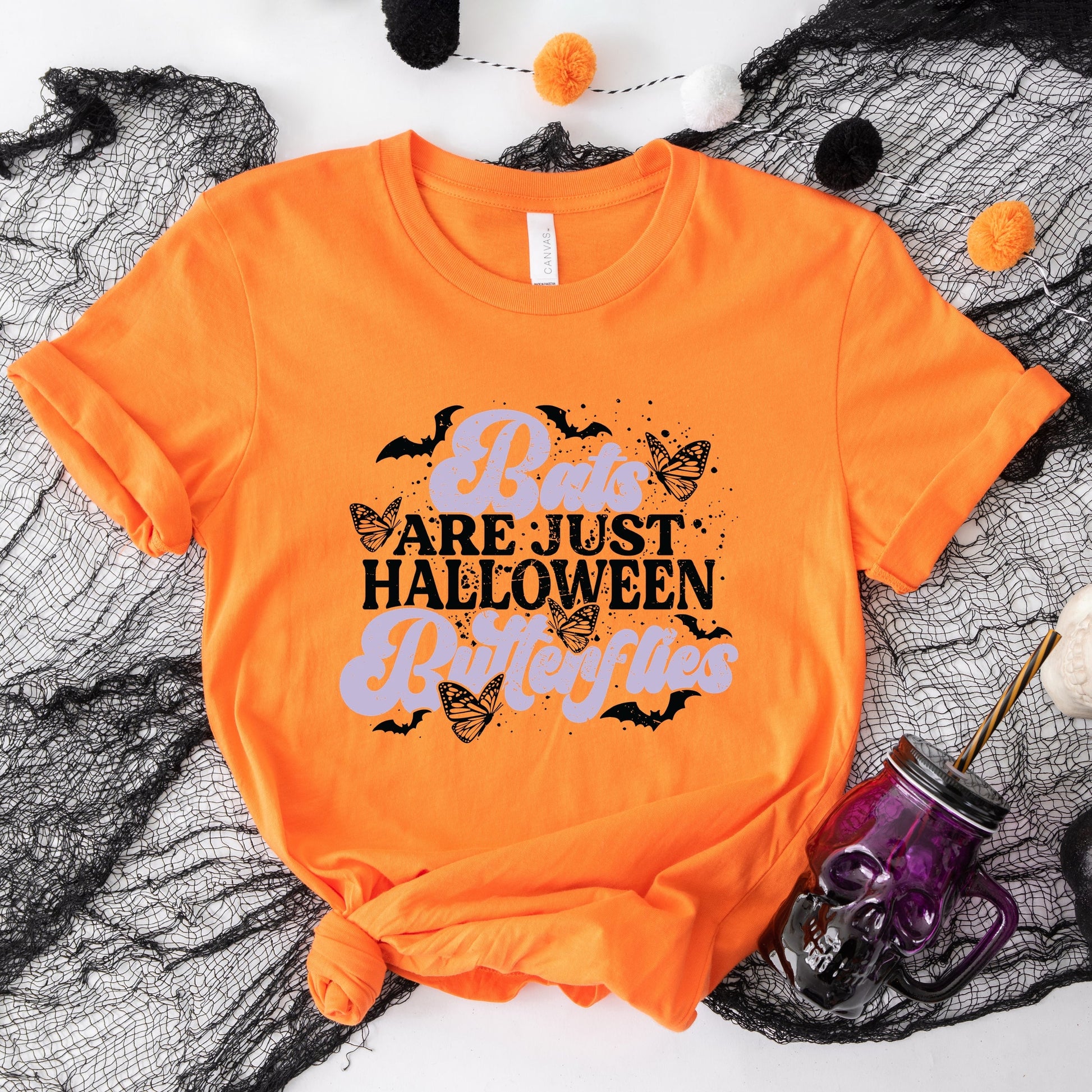 Bats Are Just Halloween Butterflies - Womens Short Sleeve Tee
