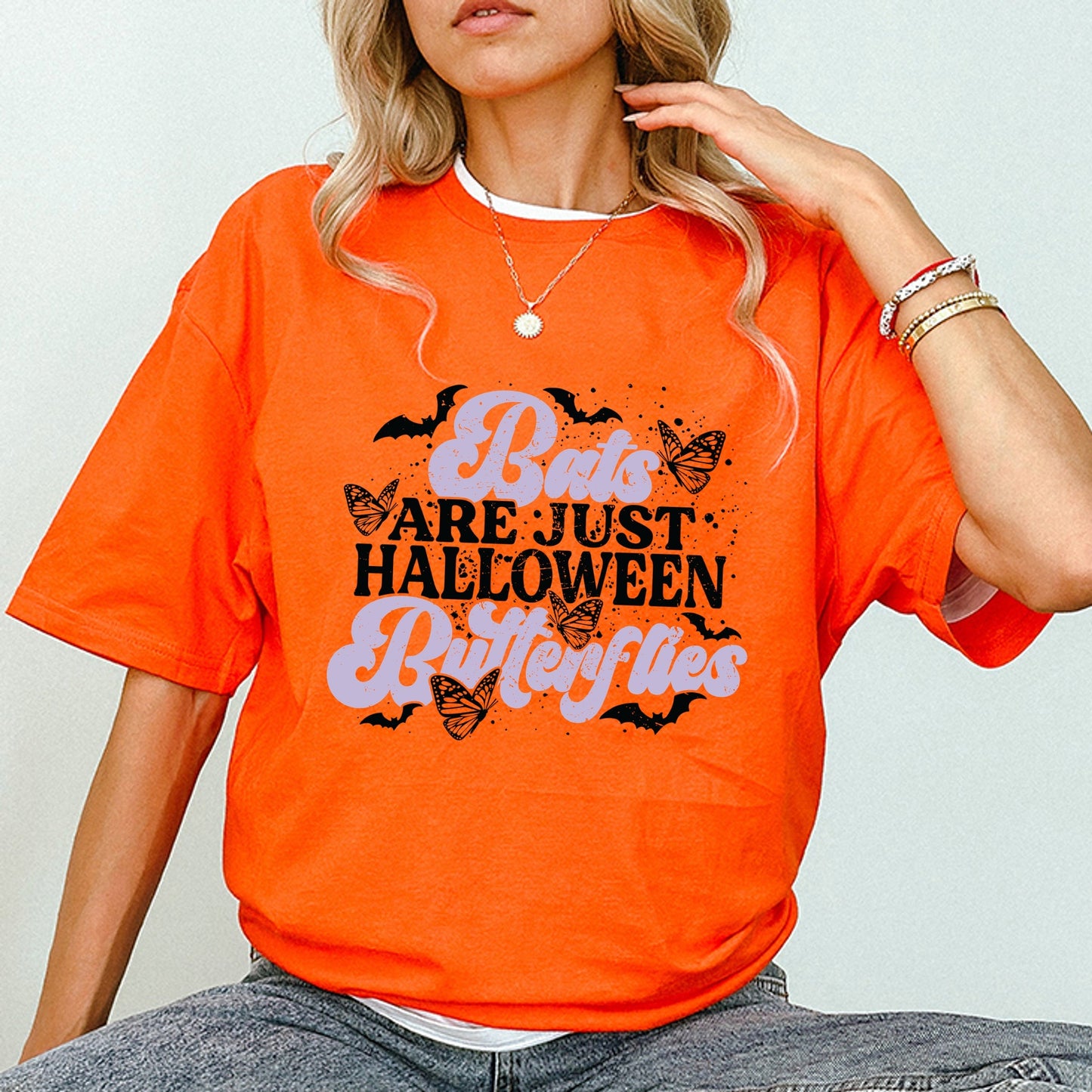 Bats Are Just Halloween Butterflies - Womens Short Sleeve Tee
