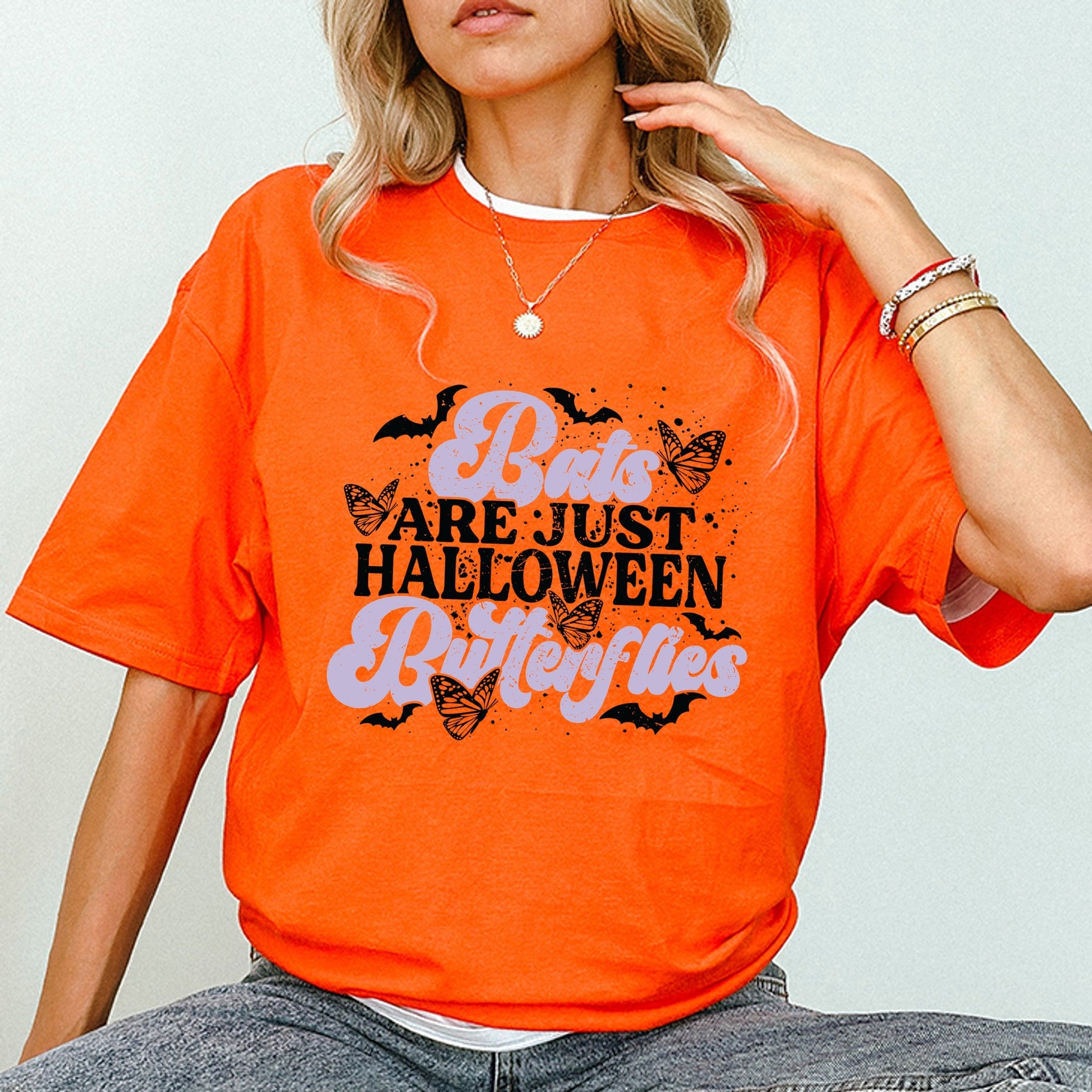 Bats Are Just Halloween Butterflies - Womens Short Sleeve Tee