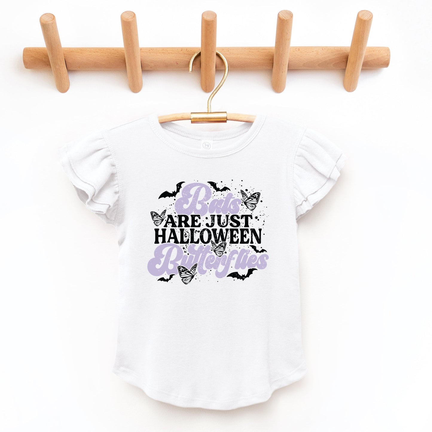 Bats Are Just Halloween Butterflies - Flutter Sleeve Graphic T-Shirt