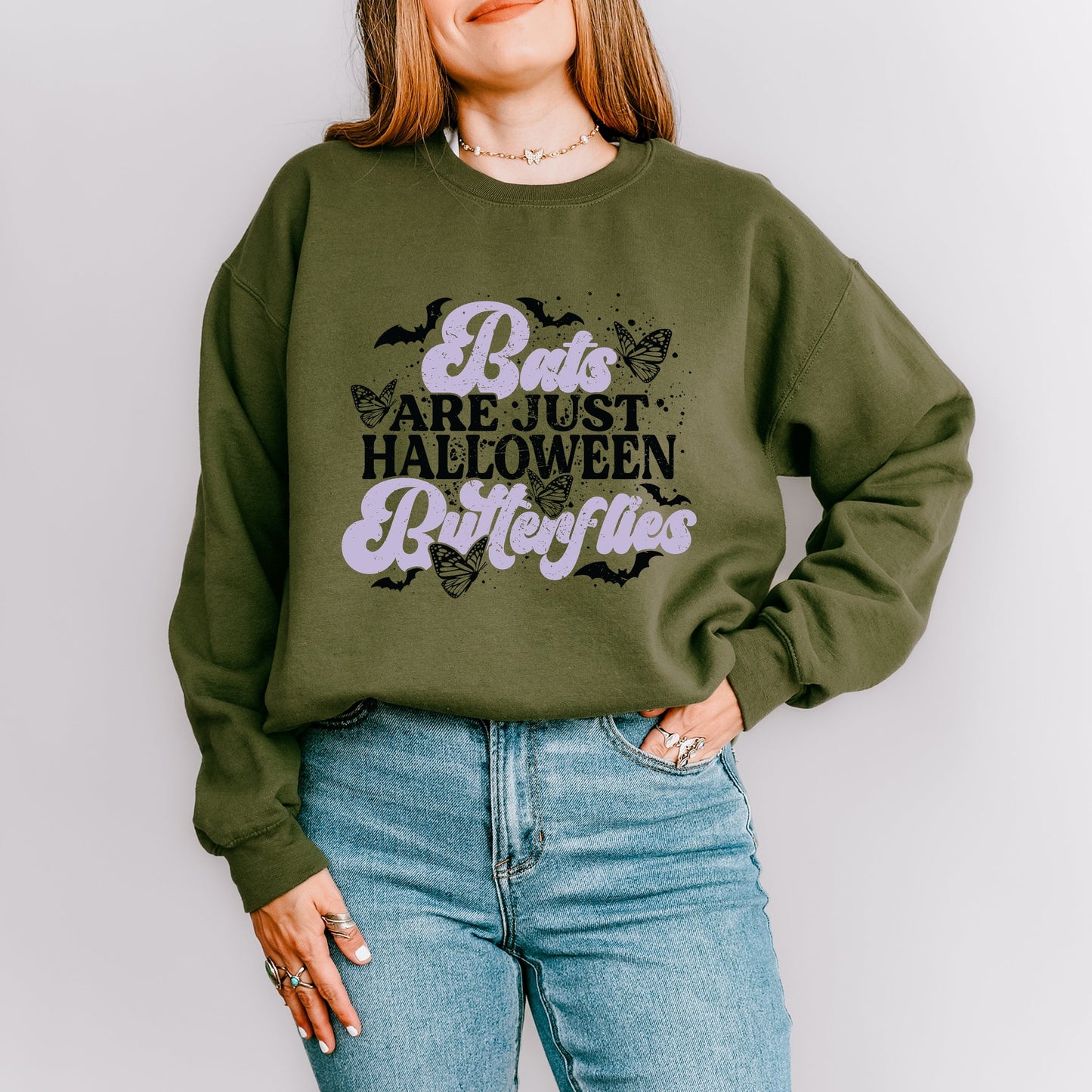 Bats Are Just Halloween Butterflies -  Womens Sweatshirt