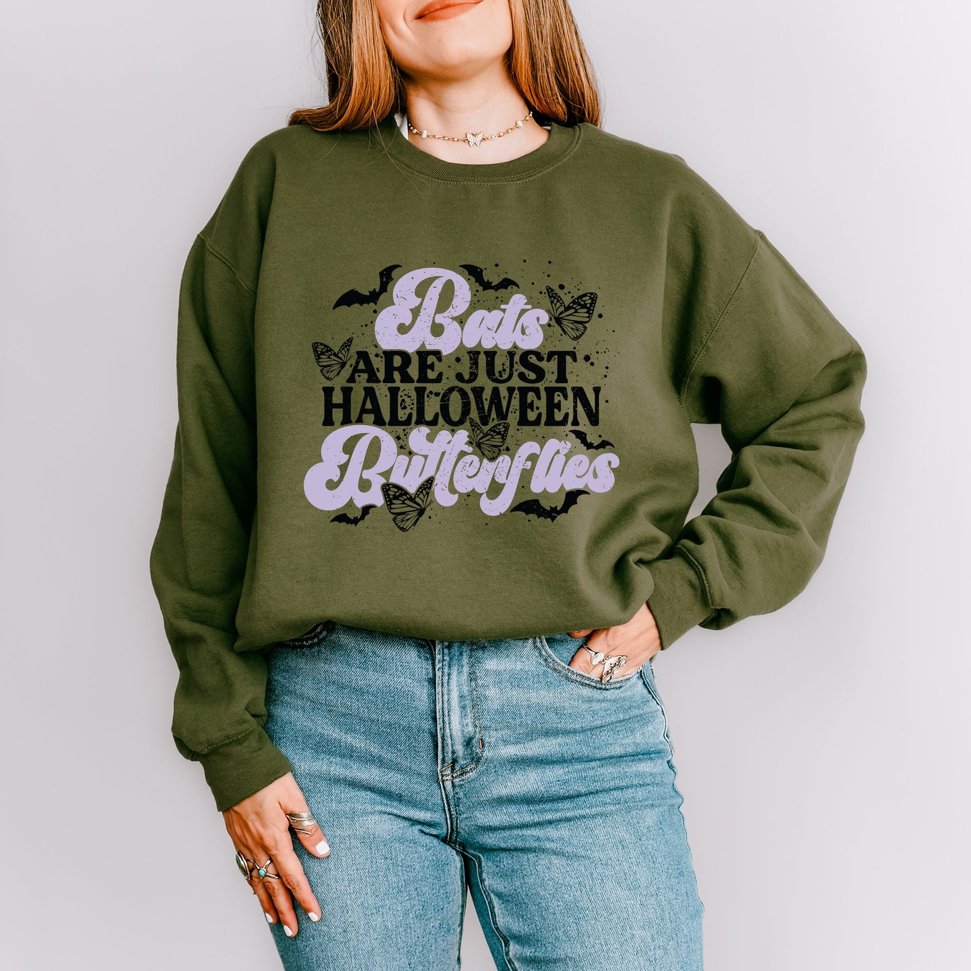 Bats Are Just Halloween Butterflies -  Womens Sweatshirt