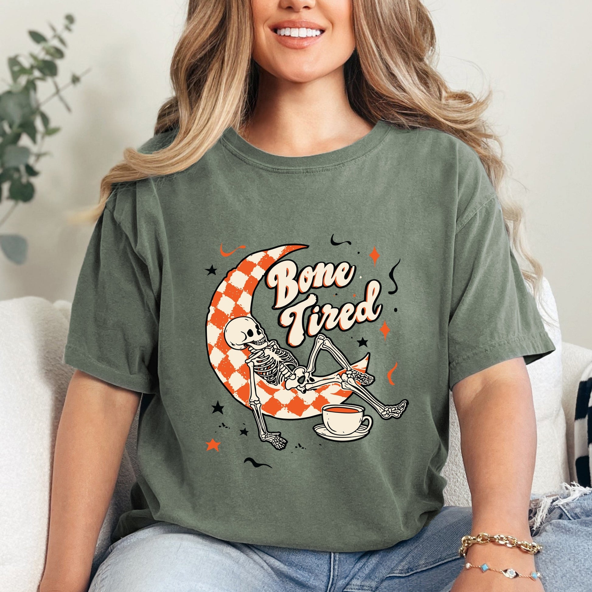 Bone Tired Moon - Womens Garment Dyed Tee