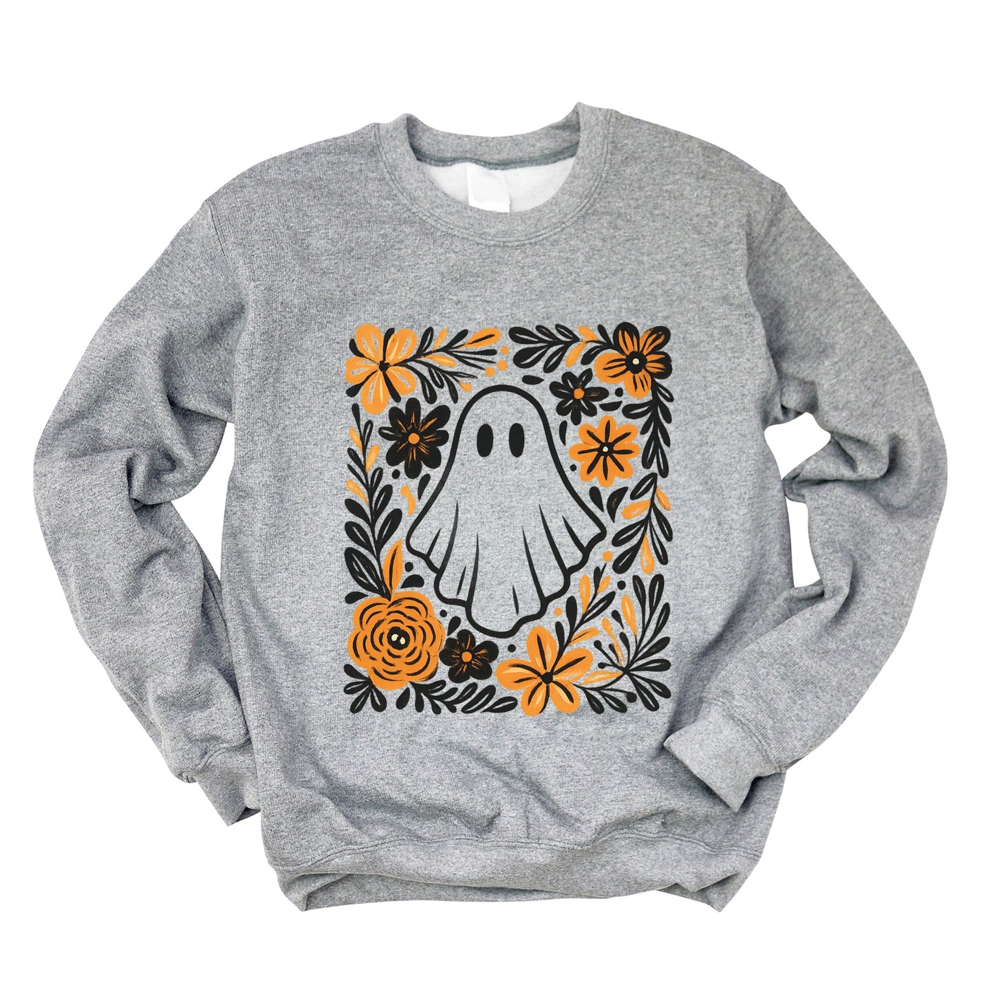 Ghost Floral Orange -  Womens Sweatshirt