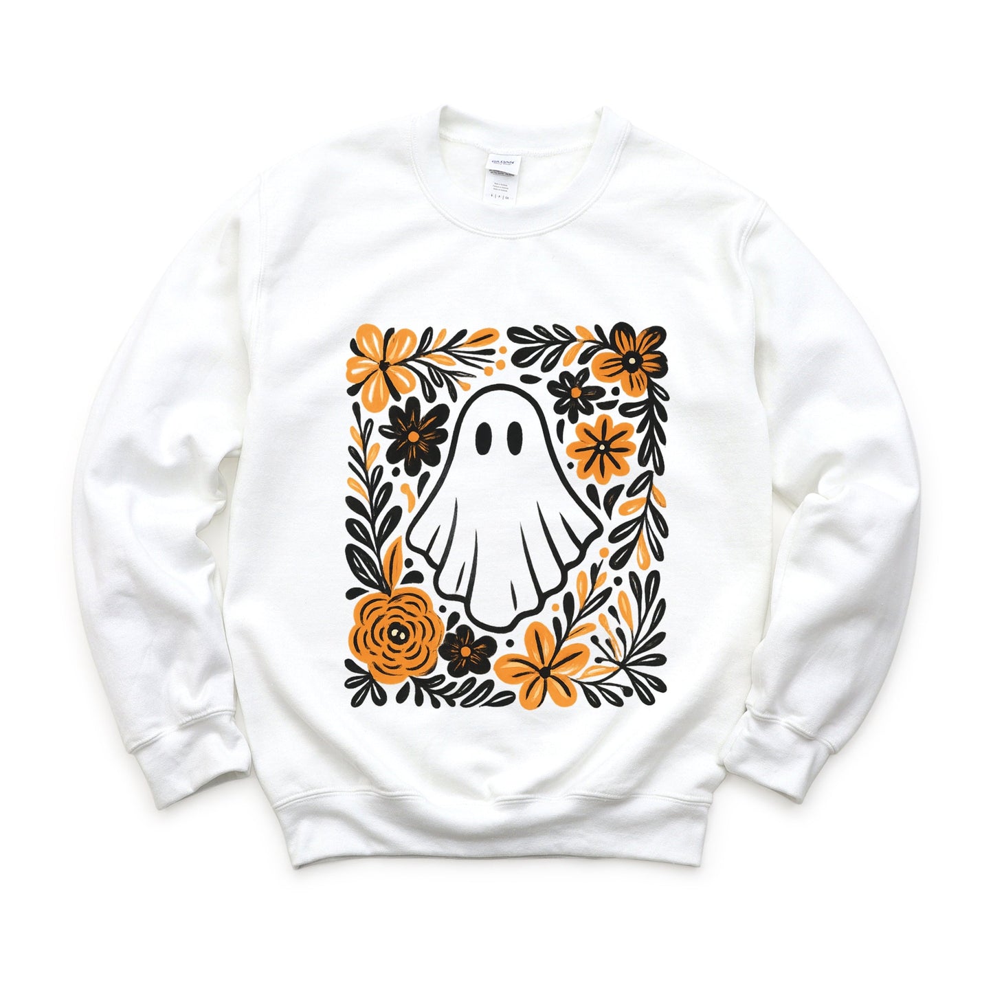 Ghost Floral Orange -  Womens Sweatshirt
