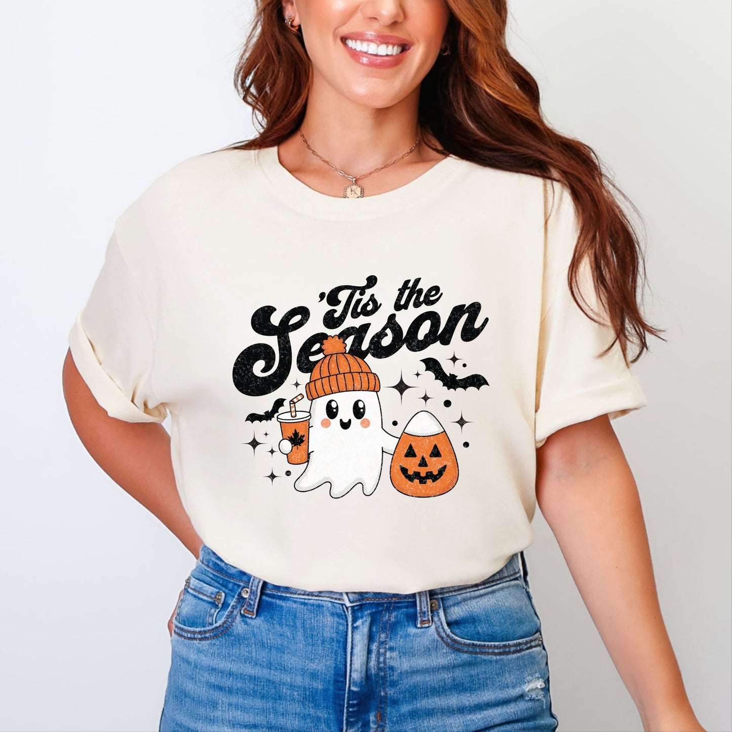 Tis The Season Ghost Retro - Women's Garment Dyed Tee