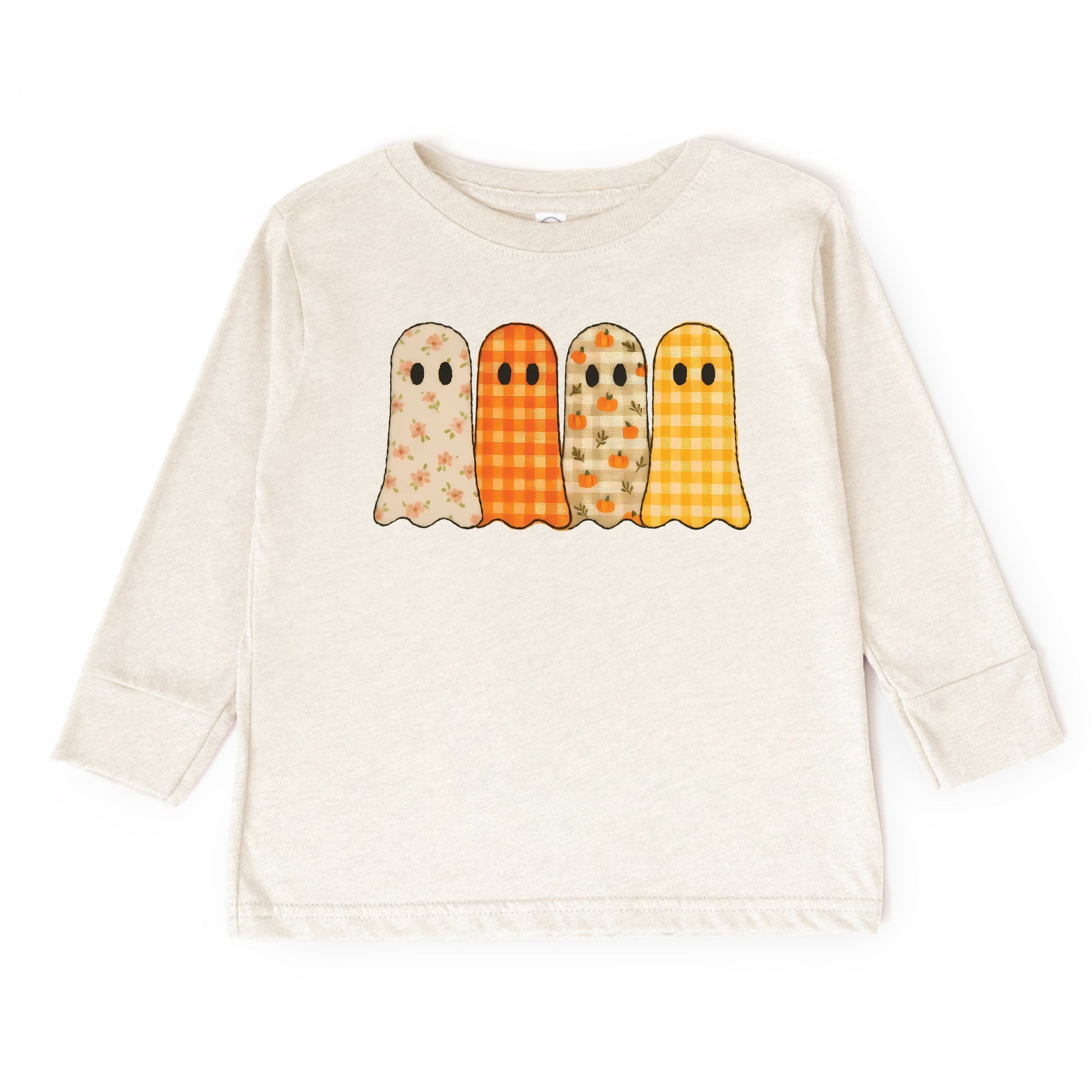 Four Ghosts Checkered Quilted Printed - Toddler Long Sleeve Graphic Tee and Youth Long Sleeve Graphic T-Shirt