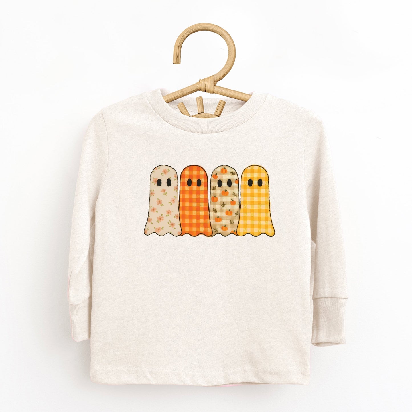 Four Ghosts Checkered Quilted Printed - Toddler Long Sleeve Graphic Tee and Youth Long Sleeve Graphic T-Shirt