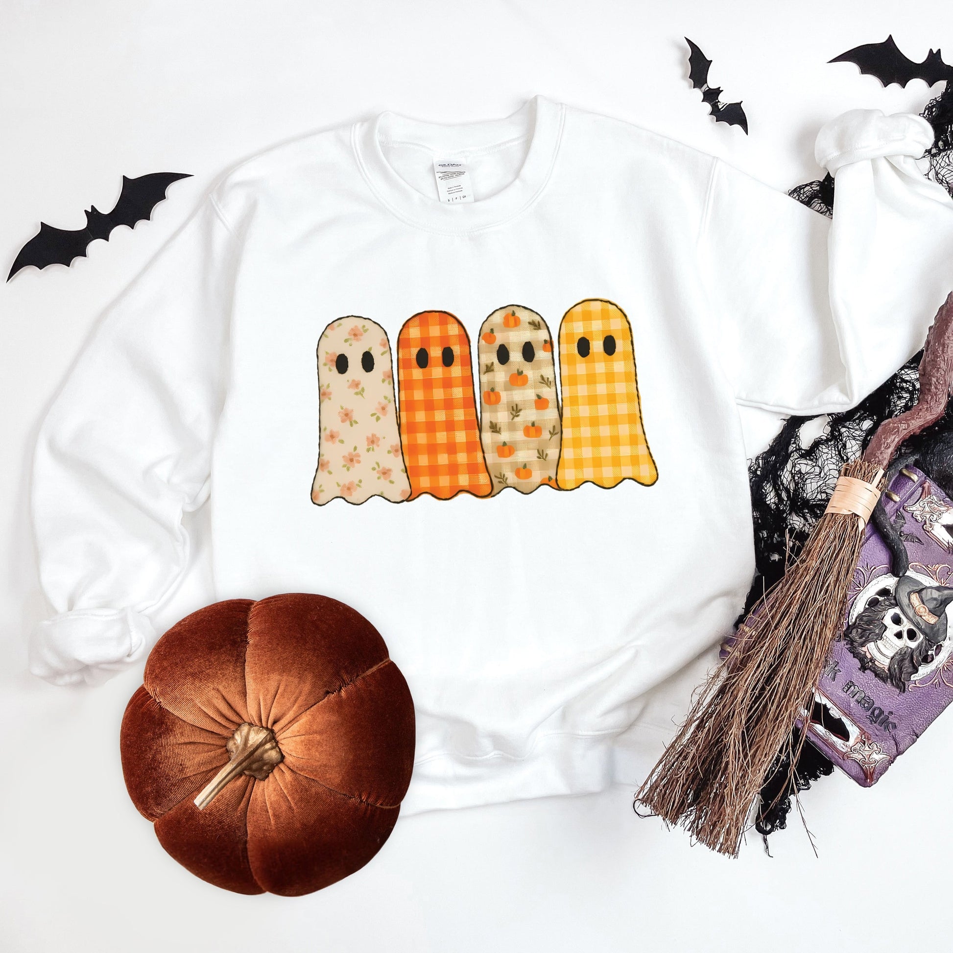 Four Ghosts Checkered Quilted Printed -  Womens Sweatshirt