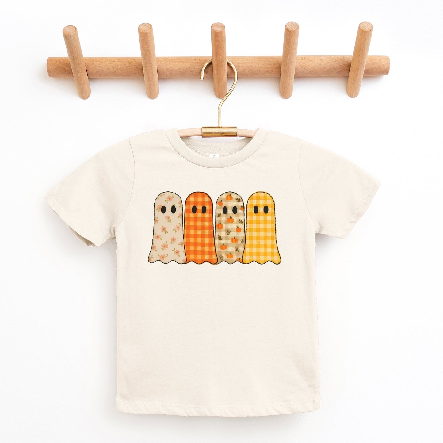 Four Ghosts Checkered Quilted Printed - Youth Short Sleeve Graphic T-Shirt and Toddler Short Sleeve Graphic T-Shirt