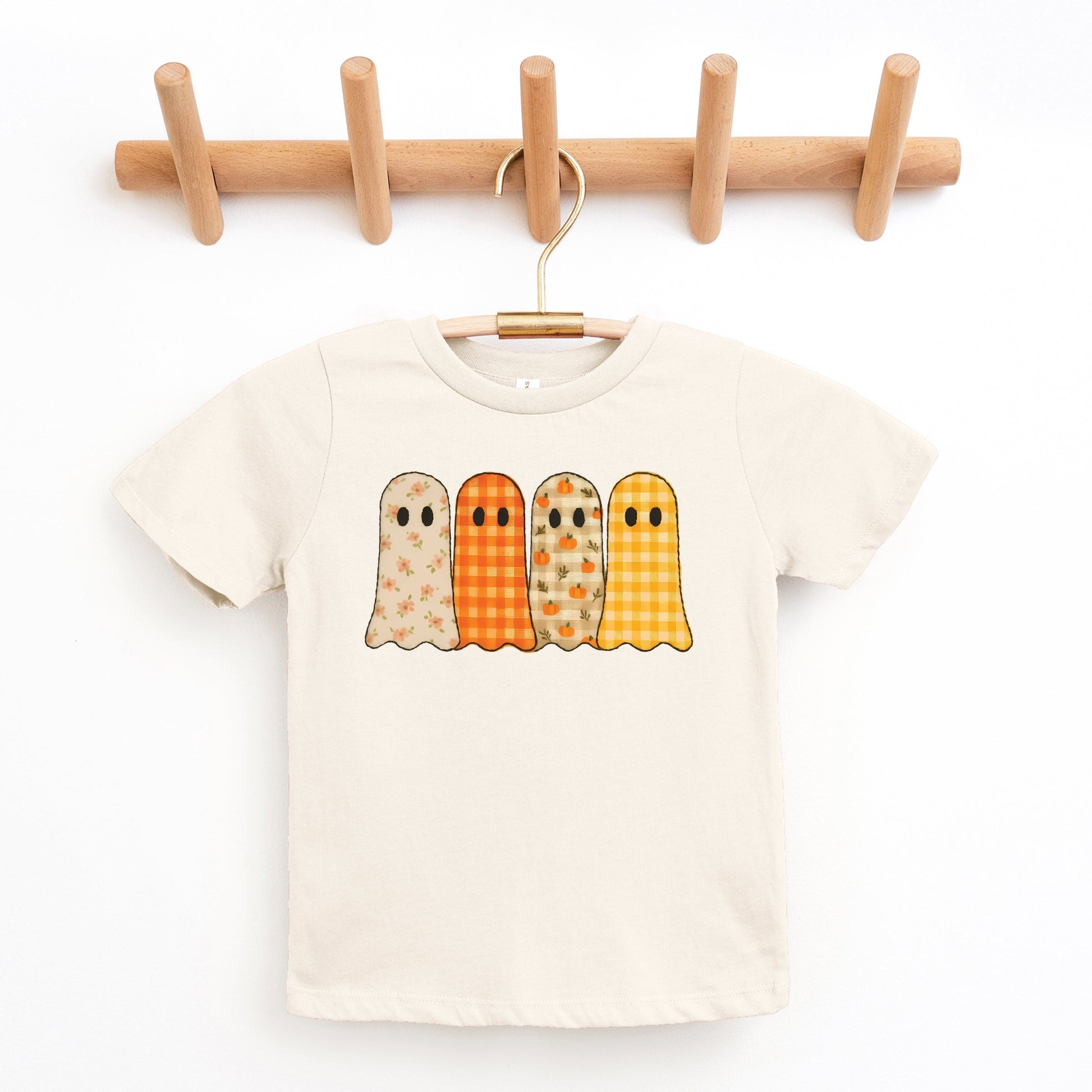 Four Ghosts Checkered Quilted Printed - Youth Short Sleeve Graphic T-Shirt and Toddler Short Sleeve Graphic T-Shirt