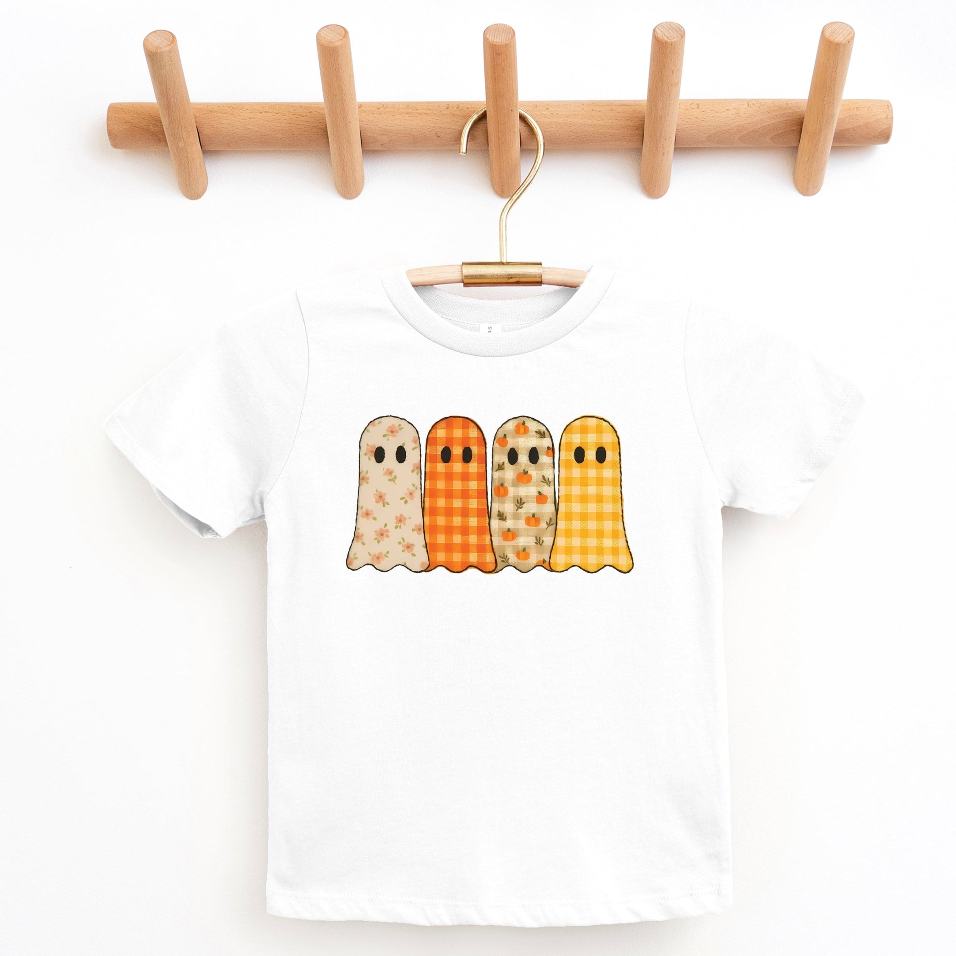 Four Ghosts Checkered Quilted Printed - Youth Short Sleeve Graphic T-Shirt and Toddler Short Sleeve Graphic T-Shirt