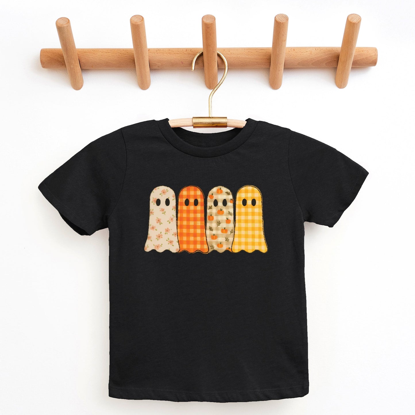 Four Ghosts Checkered Quilted Printed - Youth Short Sleeve Graphic T-Shirt and Toddler Short Sleeve Graphic T-Shirt