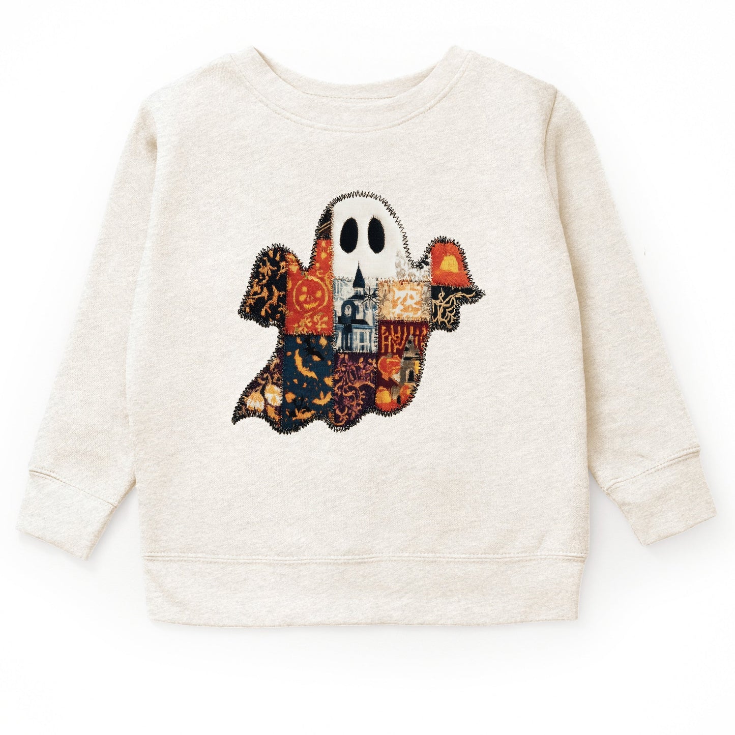 Patchwork Ghost Printed - Toddler Graphic Sweatshirt and Youth Graphic Sweatshirt